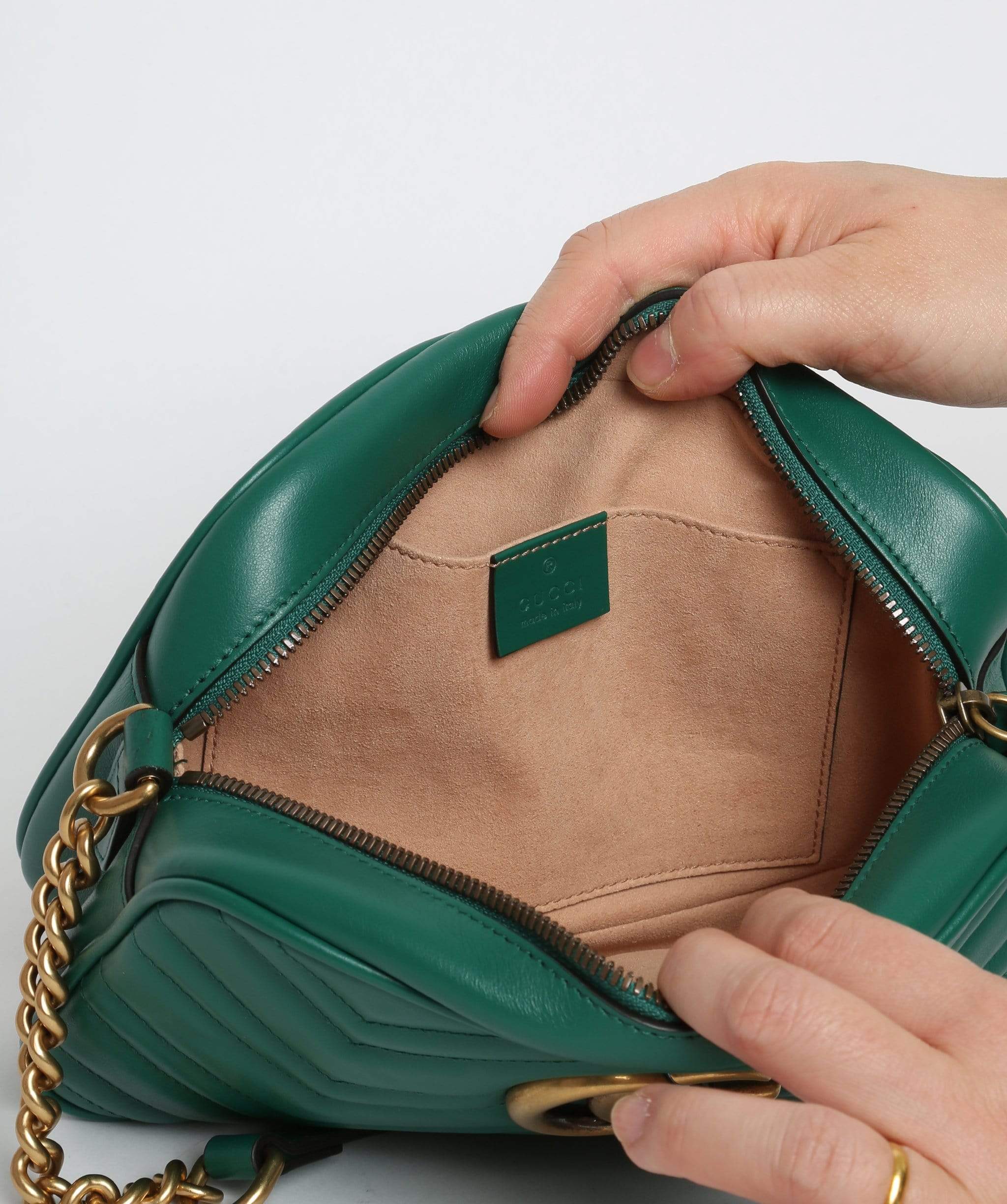 Gucci Gucci Green Marmot Small Bag with Gold Hardware