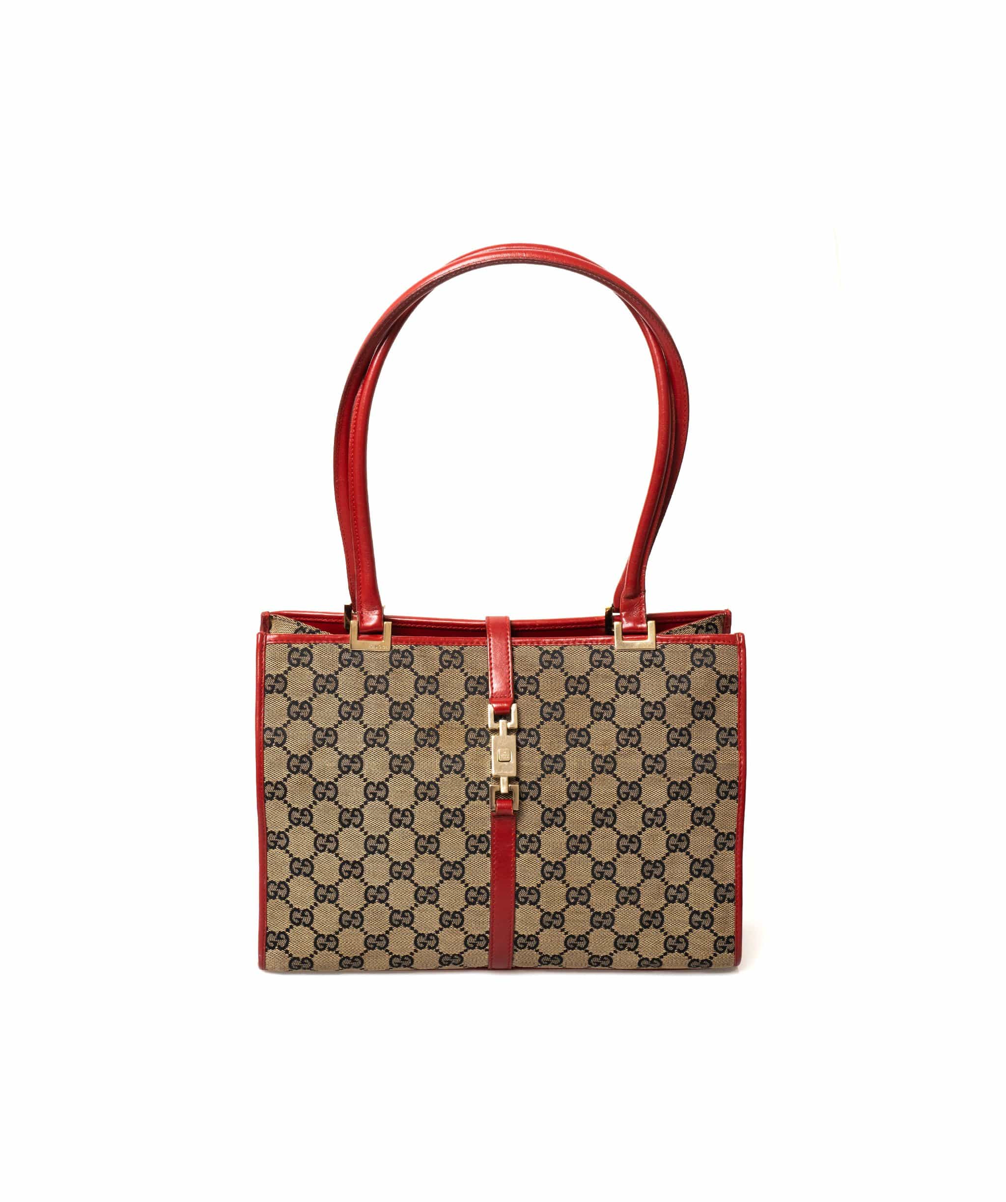 Gucci Gucci Gucci Supreme Shoulder Tote Bag with Red Leather Trim - AWL1950