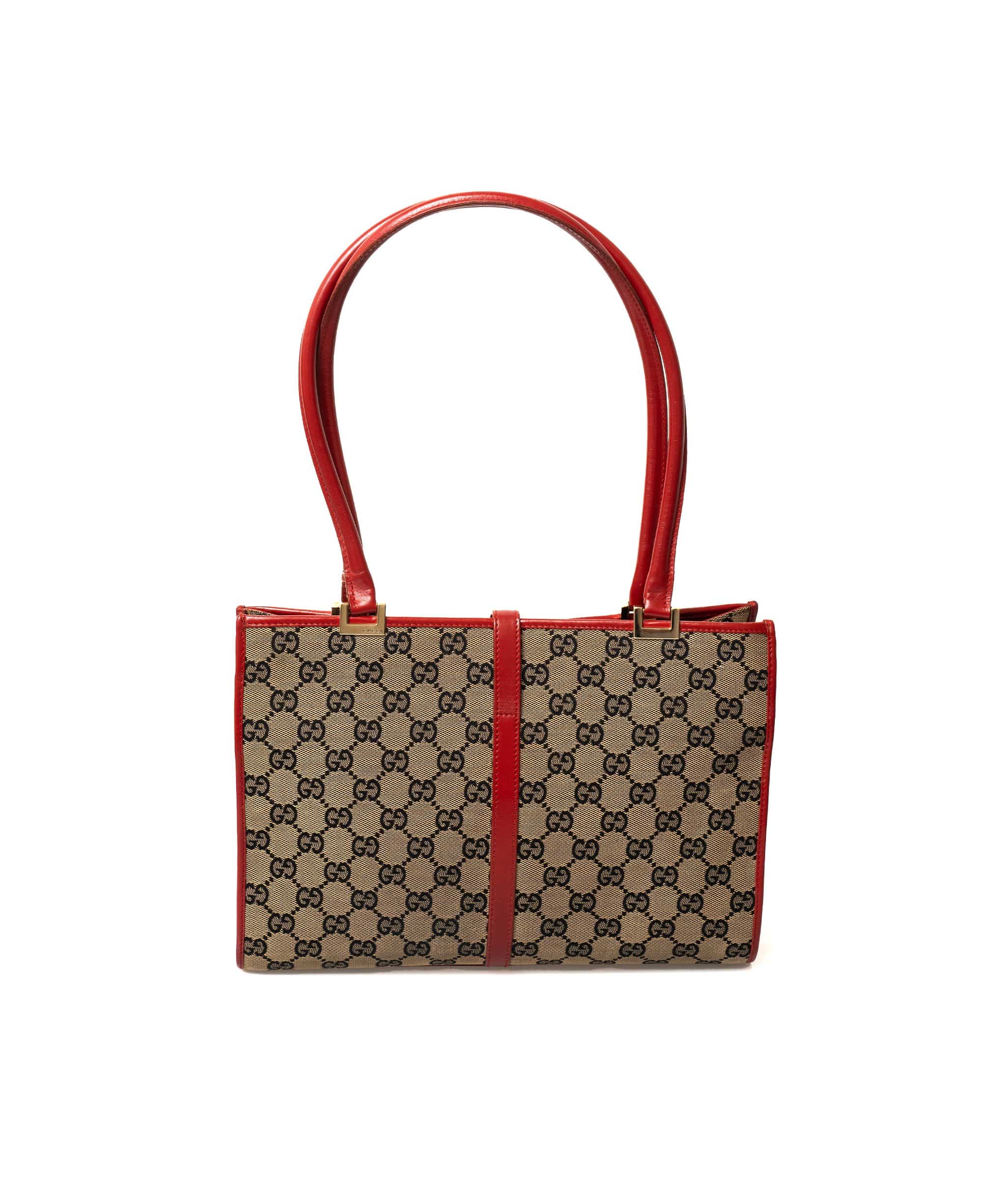 Gucci Gucci Gucci Supreme Shoulder Tote Bag with Red Leather Trim - AWL1950