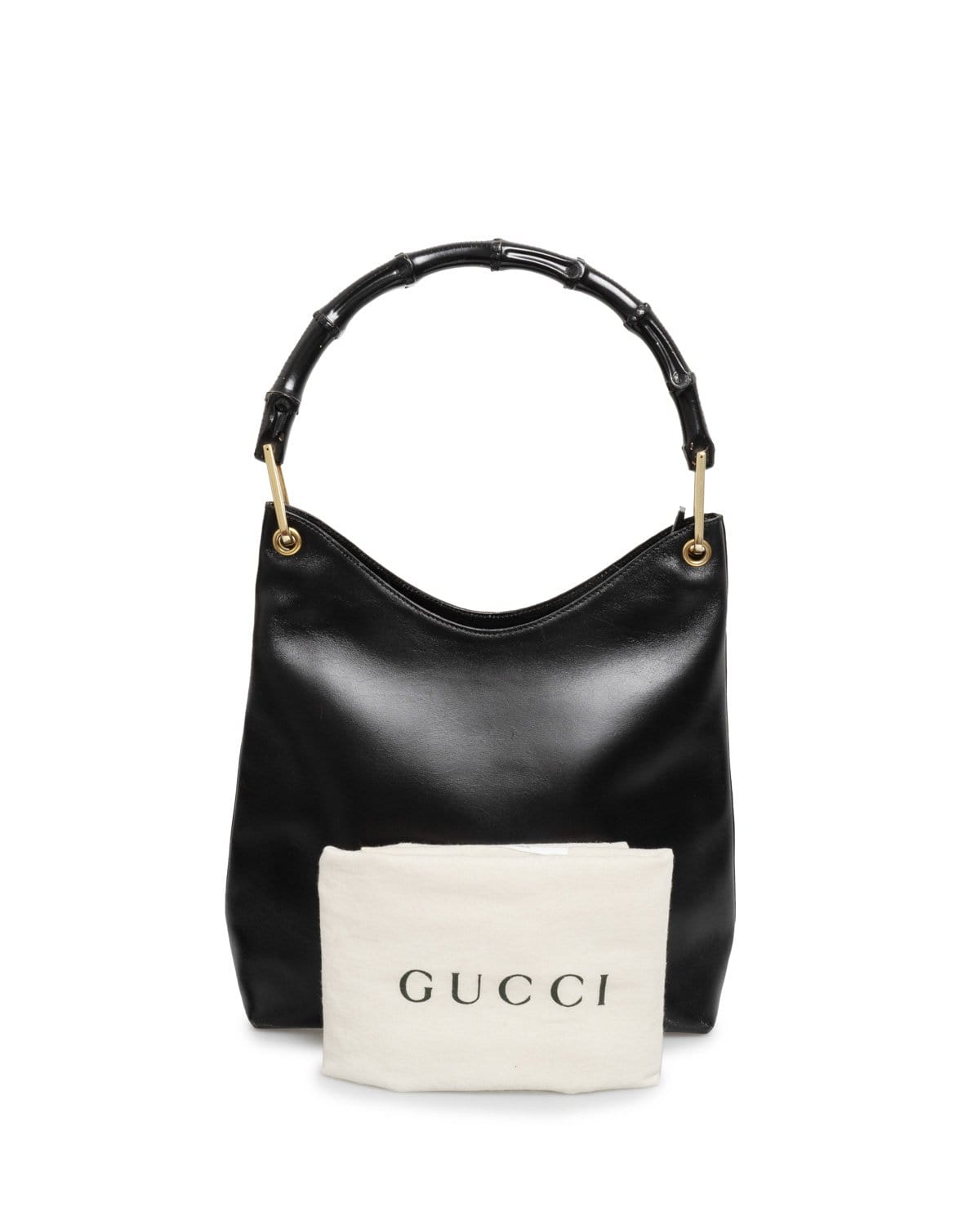 Gucci Gucci Hobo Black Bamboo Calf Leather Shoulder Bag - AWL1994