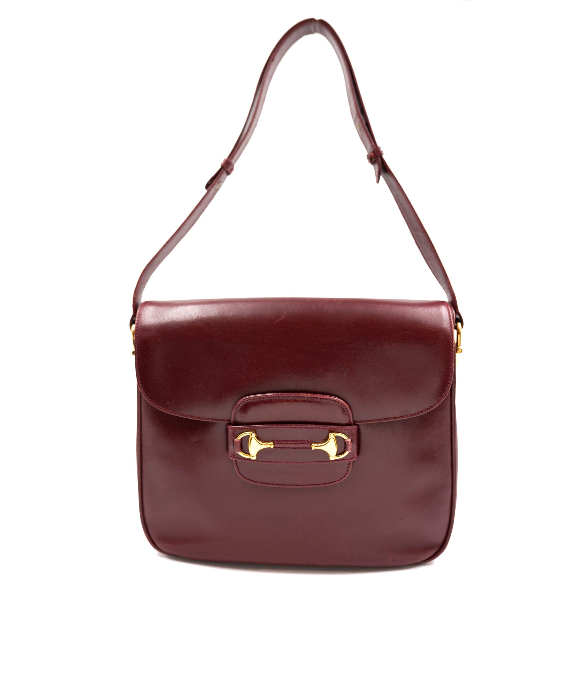 Gucci GUCCI Horsebit Shoulder Bag in Bordeaux Leather - AWL3656