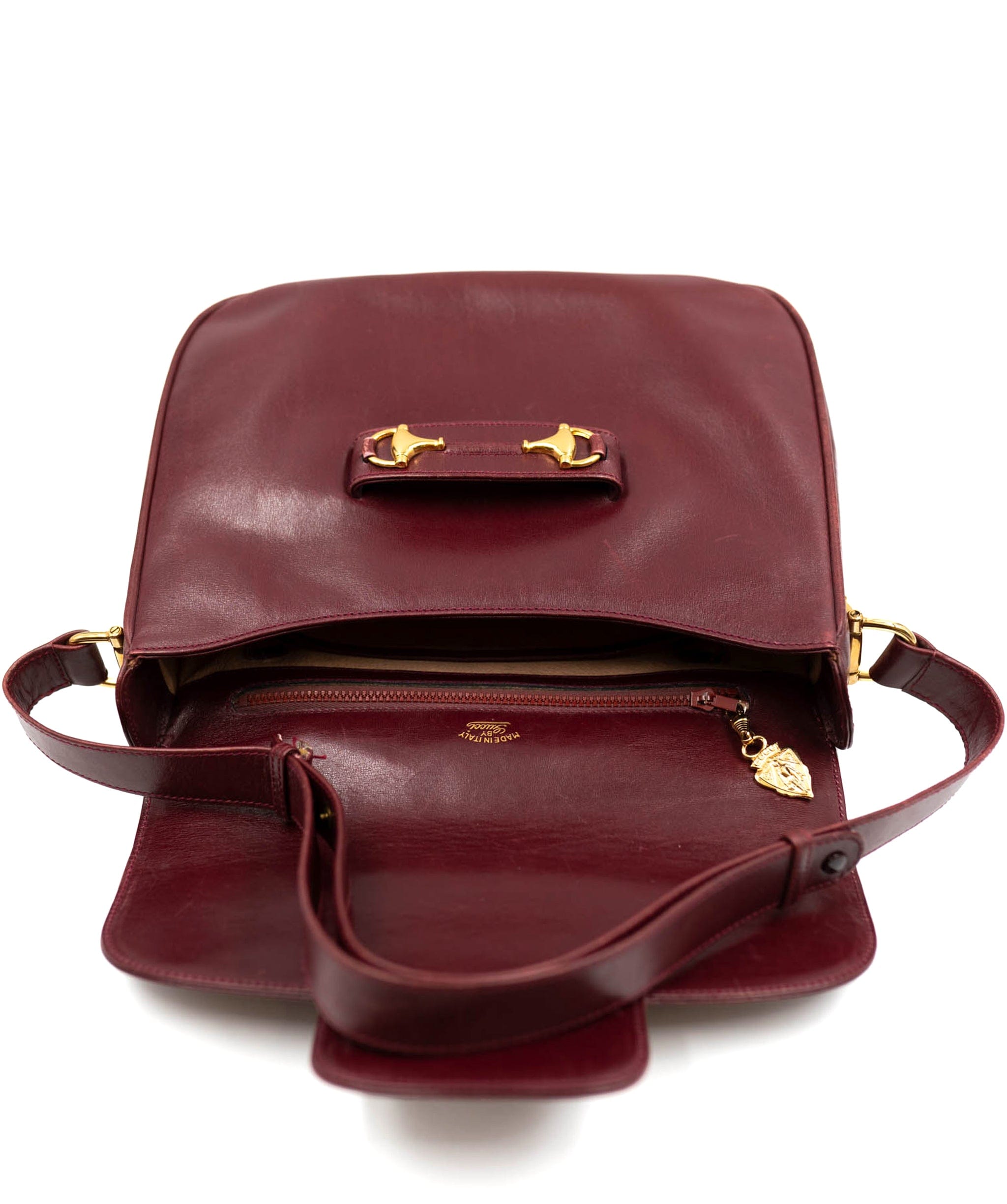 Gucci GUCCI Horsebit Shoulder Bag in Bordeaux Leather - AWL3656