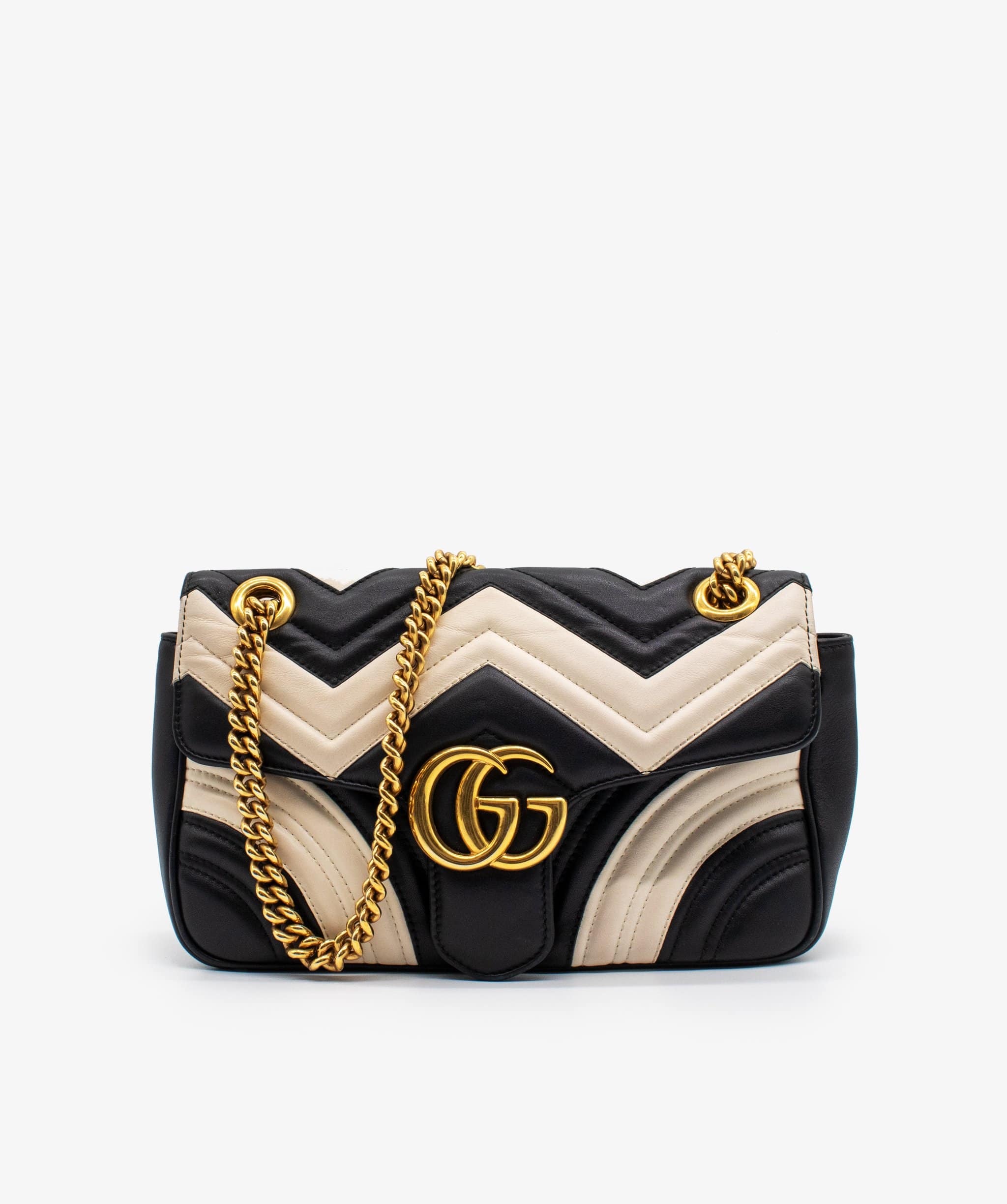 Gucci Gucci Marmont Black White Chevron Shoulder bag - RJL1052