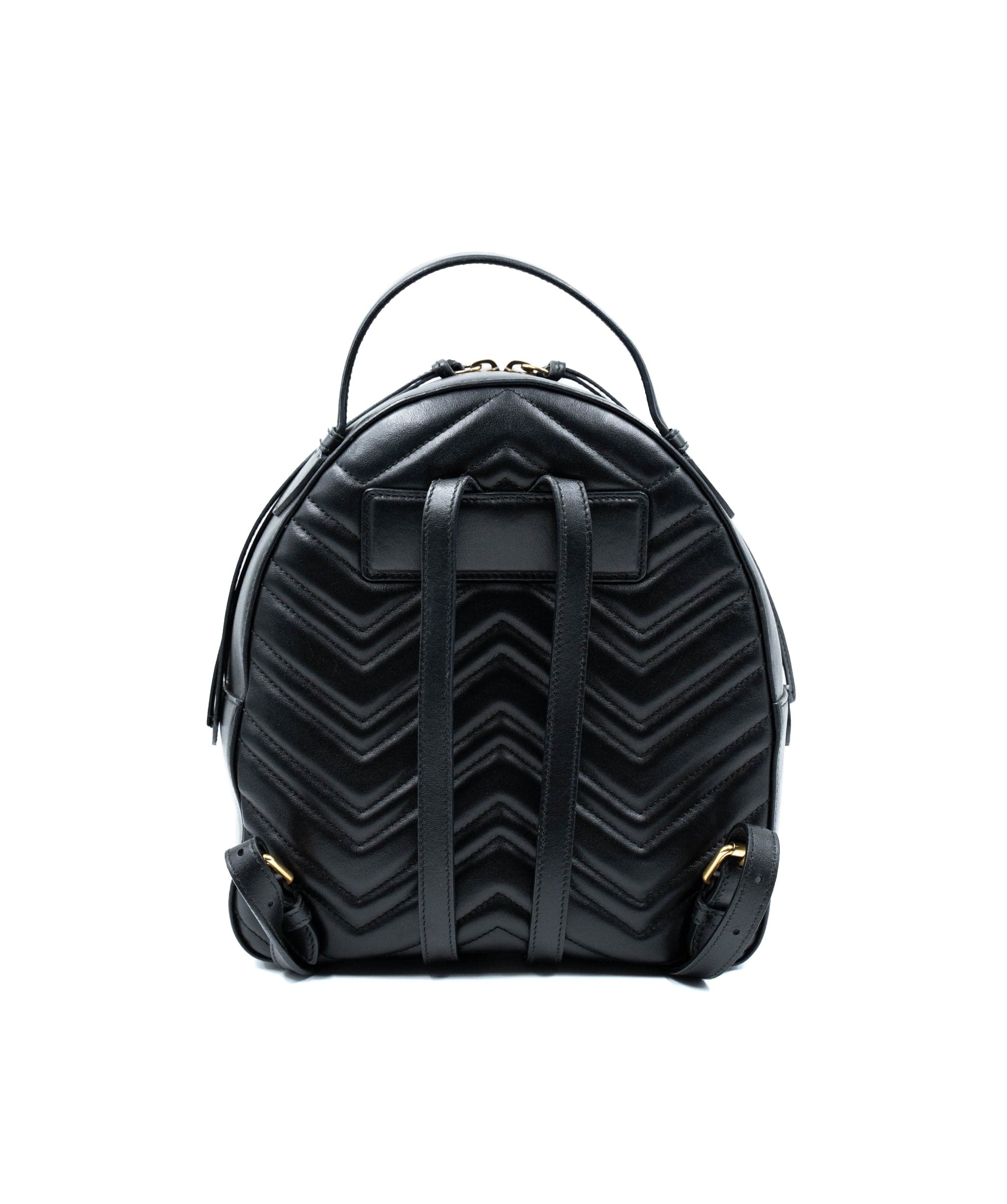 Gucci Gucci Marmont chevron backpack in black leather, GHW (Sabrina brought it) - AGL2175