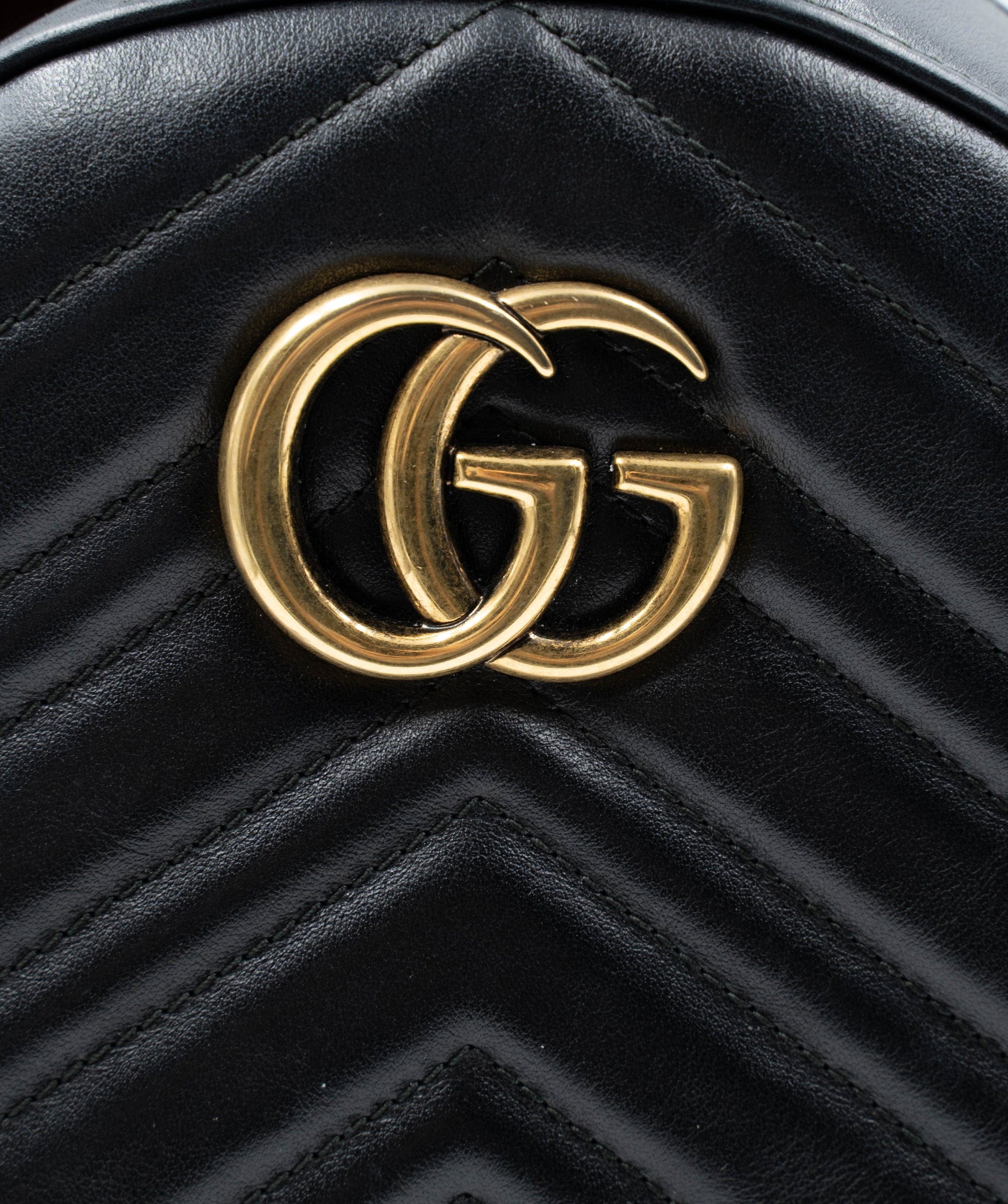 Gucci Gucci Marmont chevron backpack in black leather, GHW (Sabrina brought it) - AGL2175