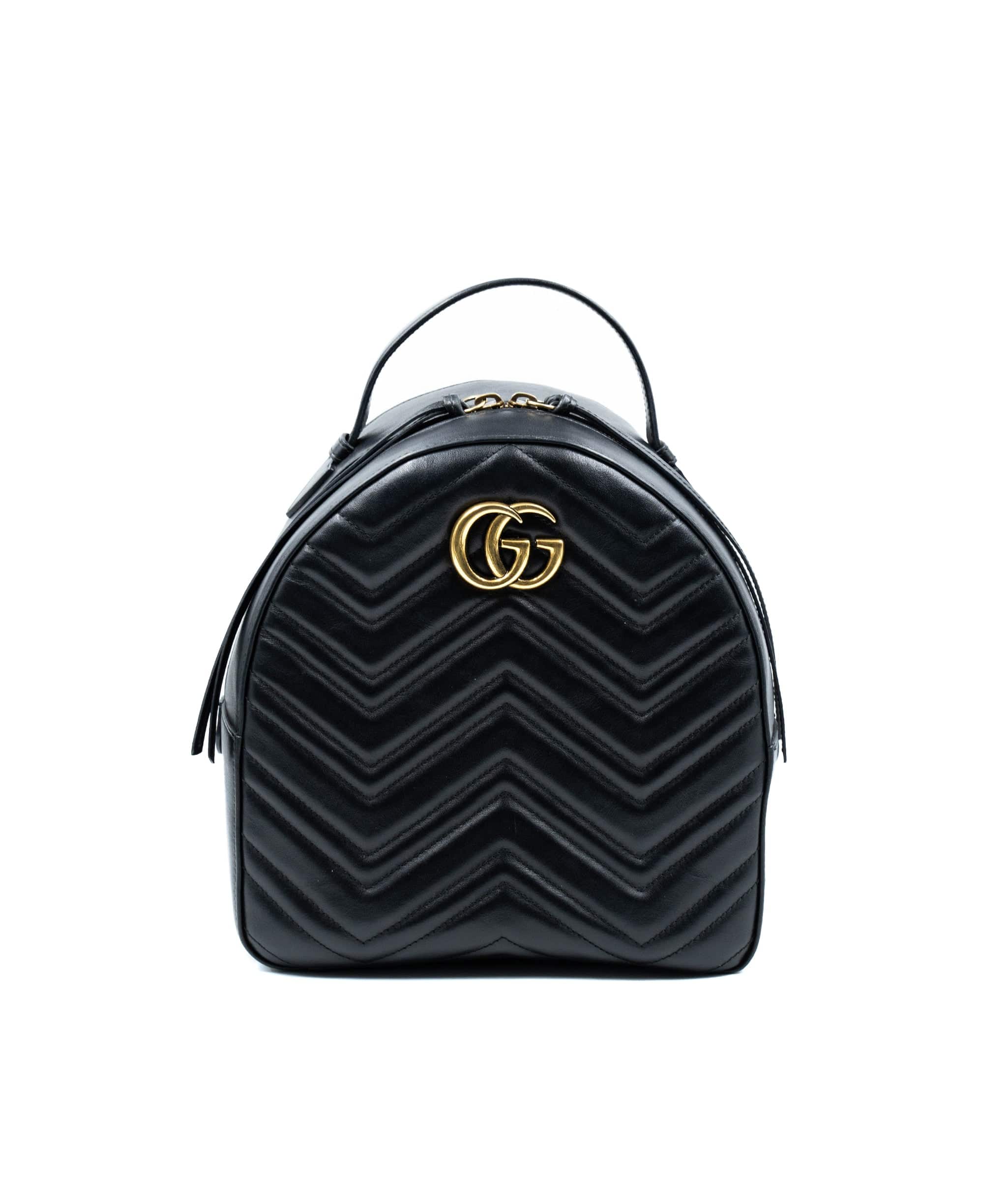 Gucci Gucci Marmont chevron backpack in black leather, GHW (Sabrina brought it) - AGL2175