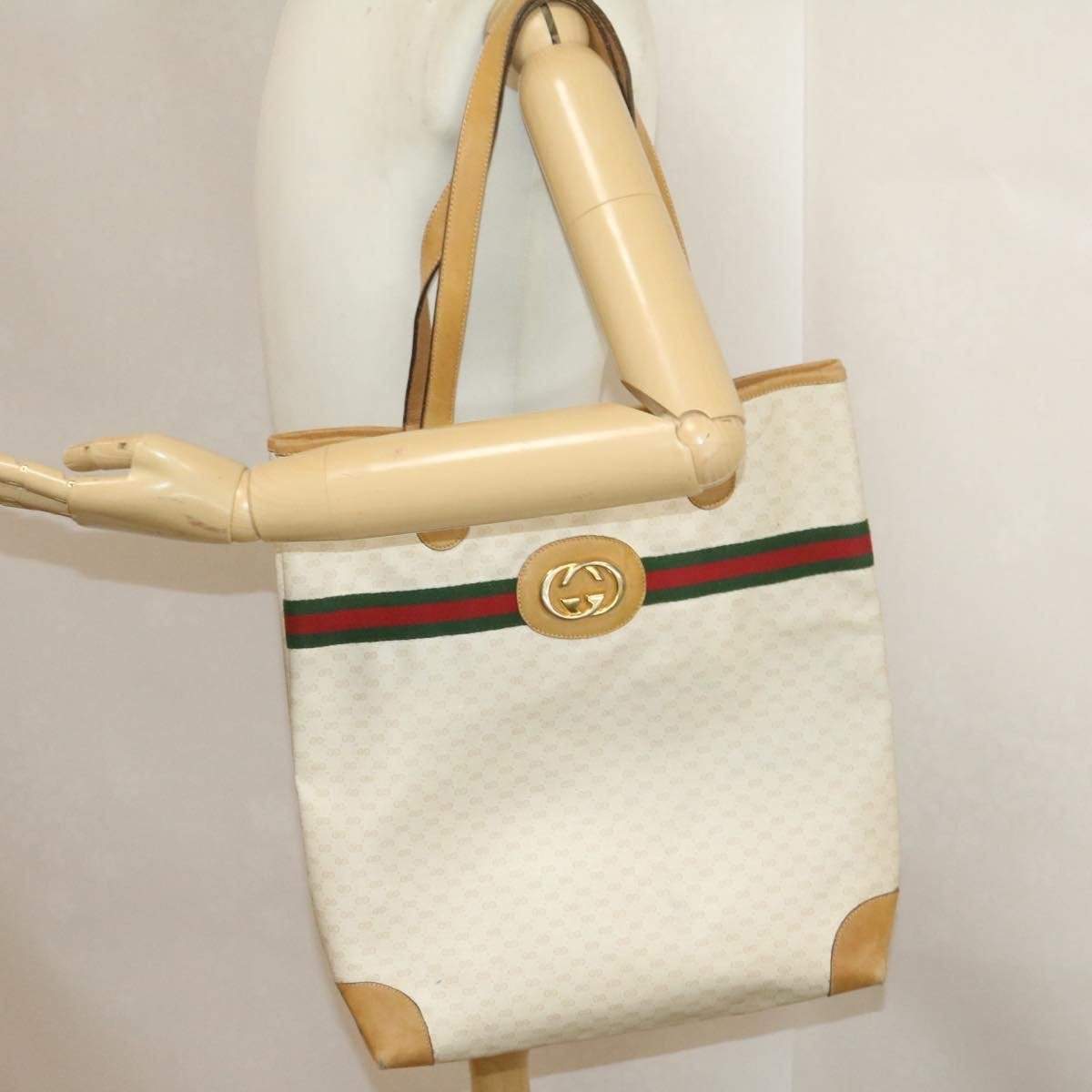 Gucci Gucci Micro Small GG Canvas Web Sherry Line Tote Bag PVC Leather