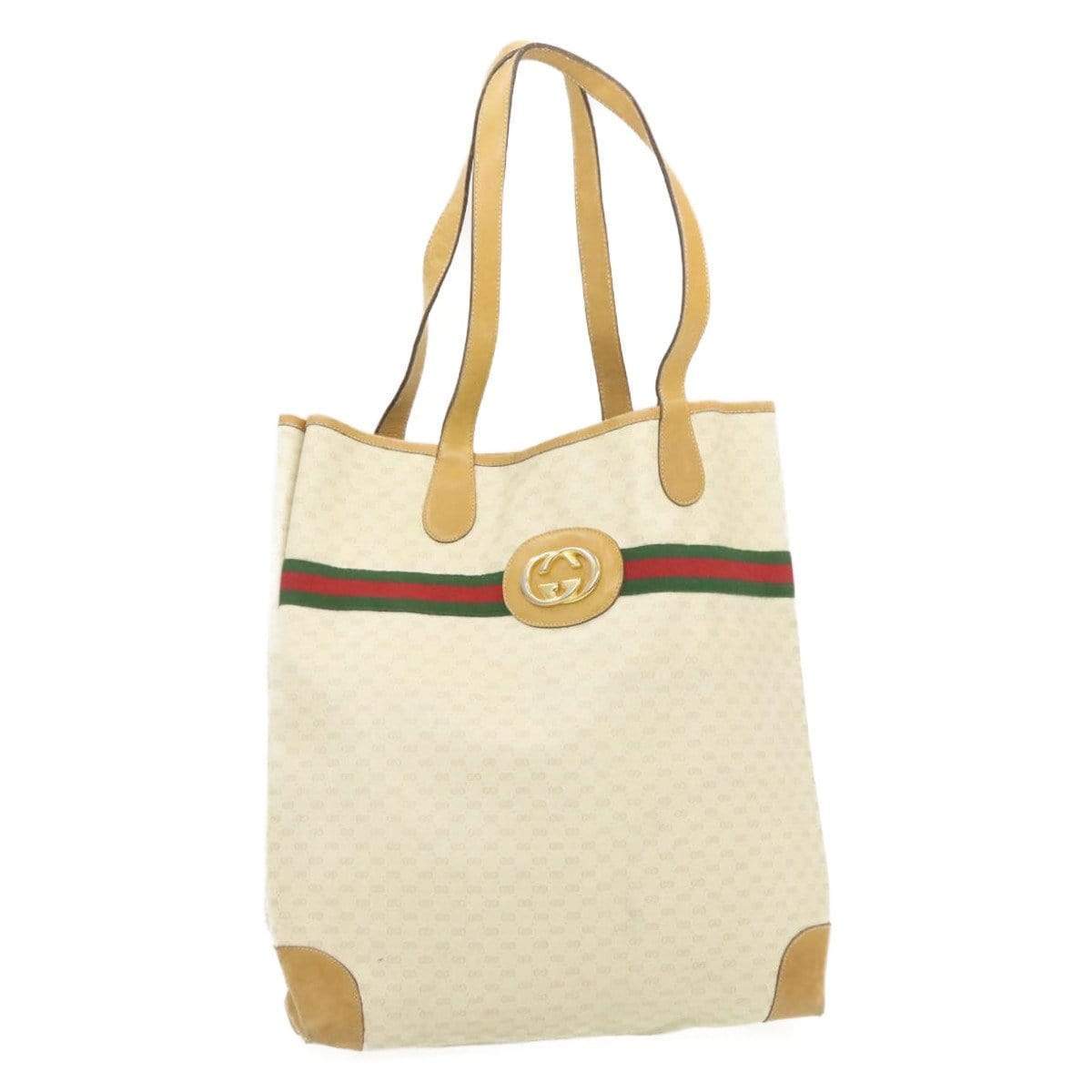 Gucci Gucci Micro Small GG Canvas Web Sherry Line Tote Bag PVC Leather