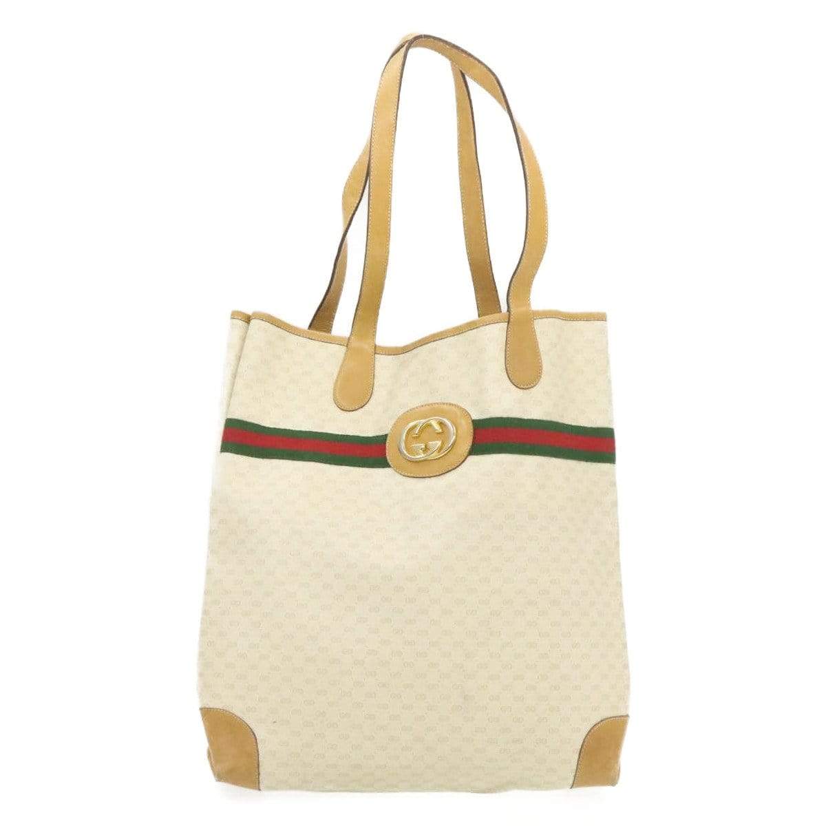 Gucci Gucci Micro Small GG Canvas Web Sherry Line Tote Bag PVC Leather