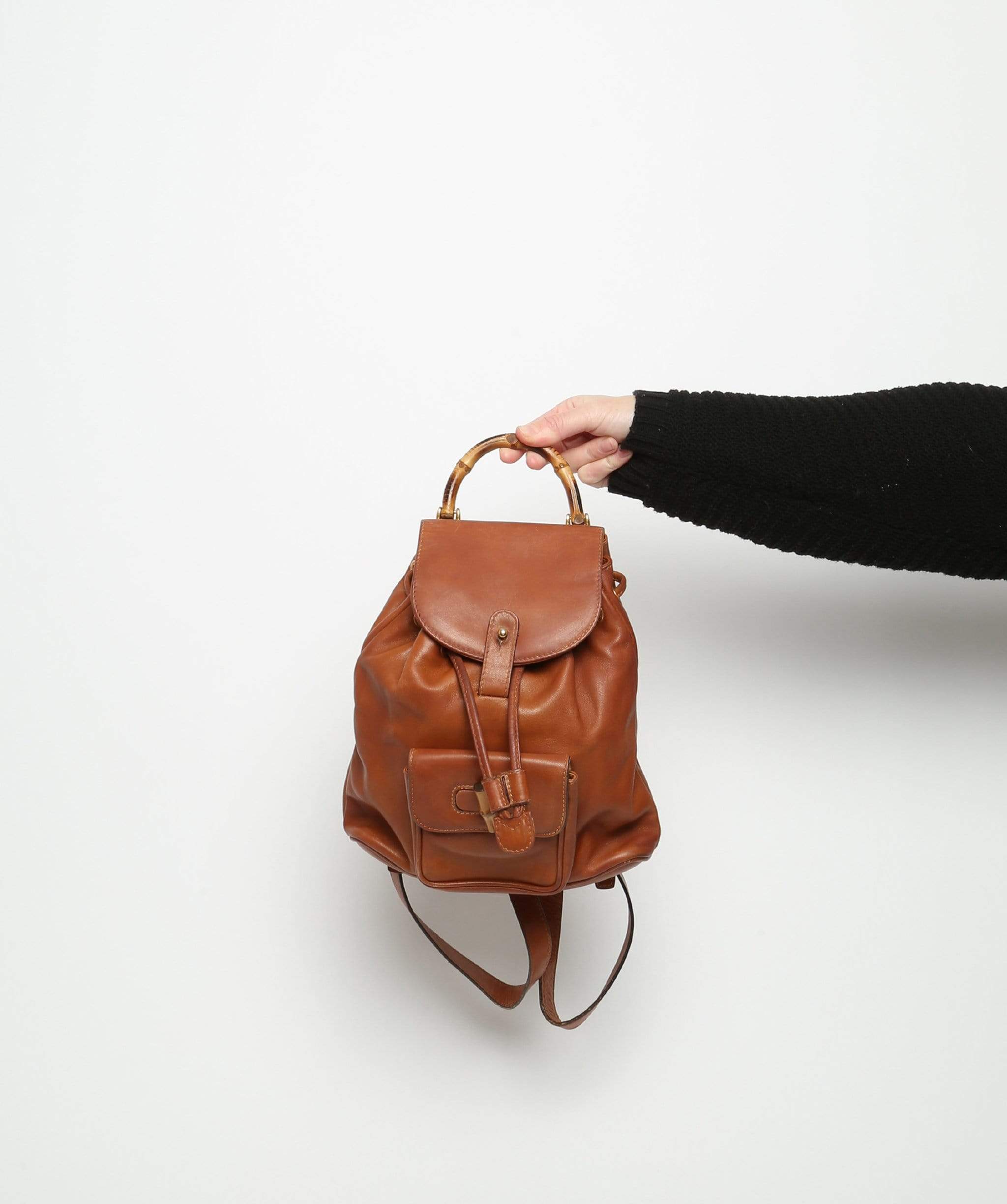 Gucci Gucci Mini Brown Bamboo Backpack