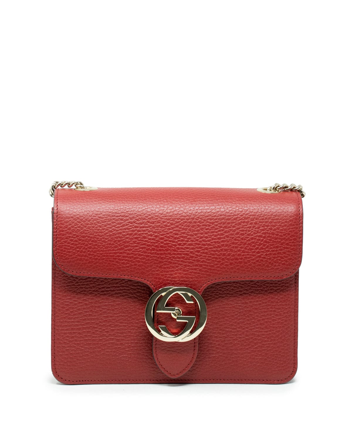 Gucci Gucci Red Leather GG Crossbody Bag GHW  - AGL1898