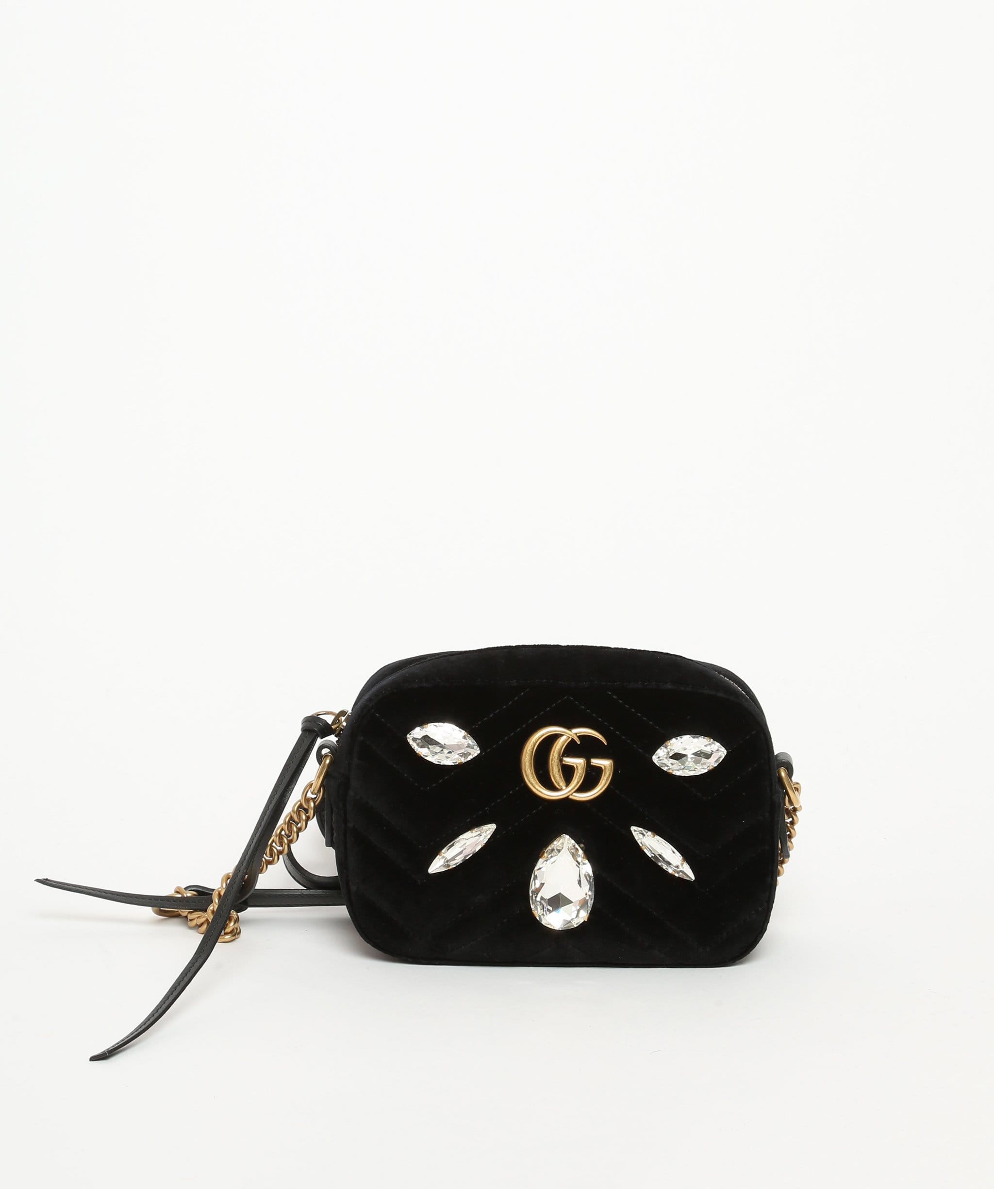 Gucci Gucci Velvet Matelasse Marquise Crystals Mini GG