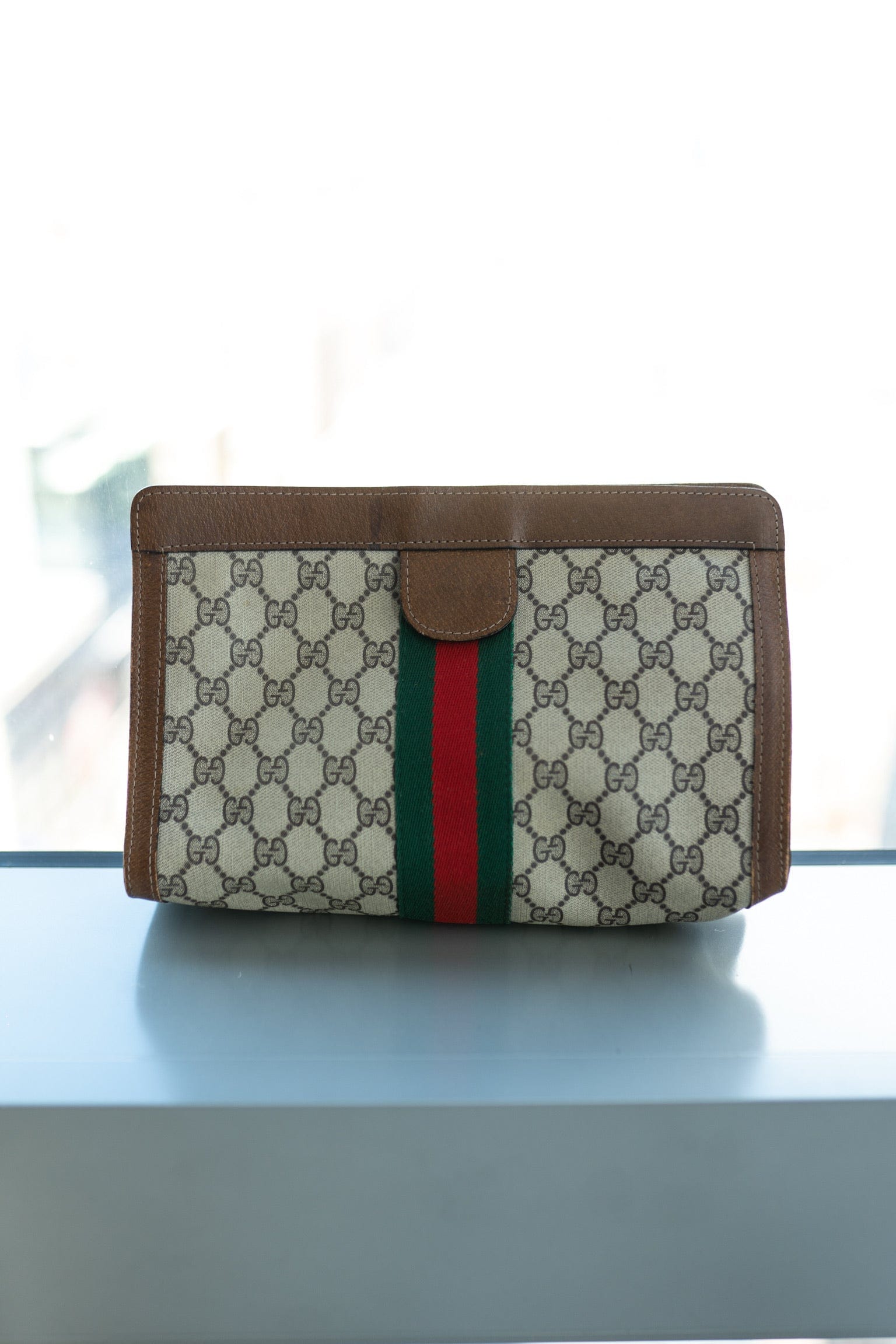 Gucci Gucci Web Clutch Pvc Brown PXL1125