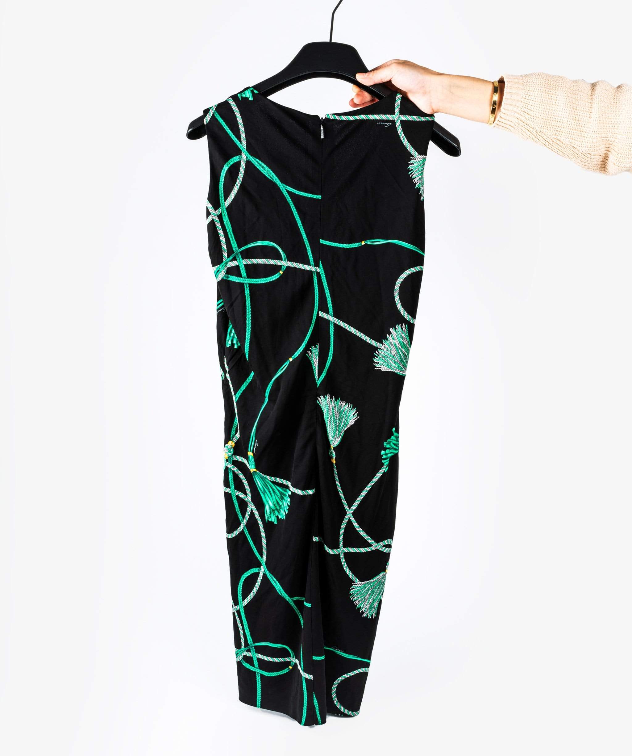 Gucci Gucci Black Green Silk Dress