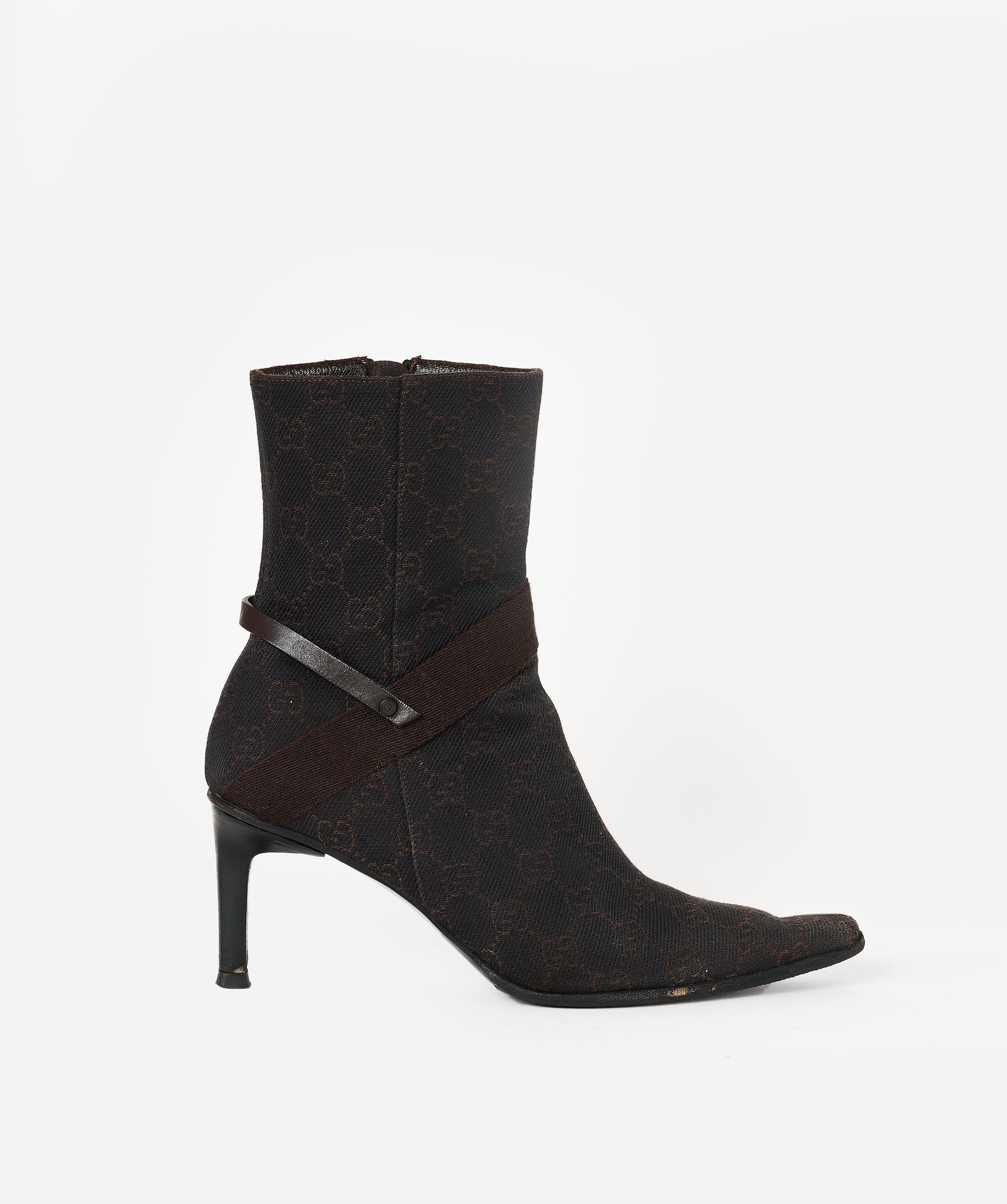 Gucci Gucci GG Brown Kitten Heel Boots