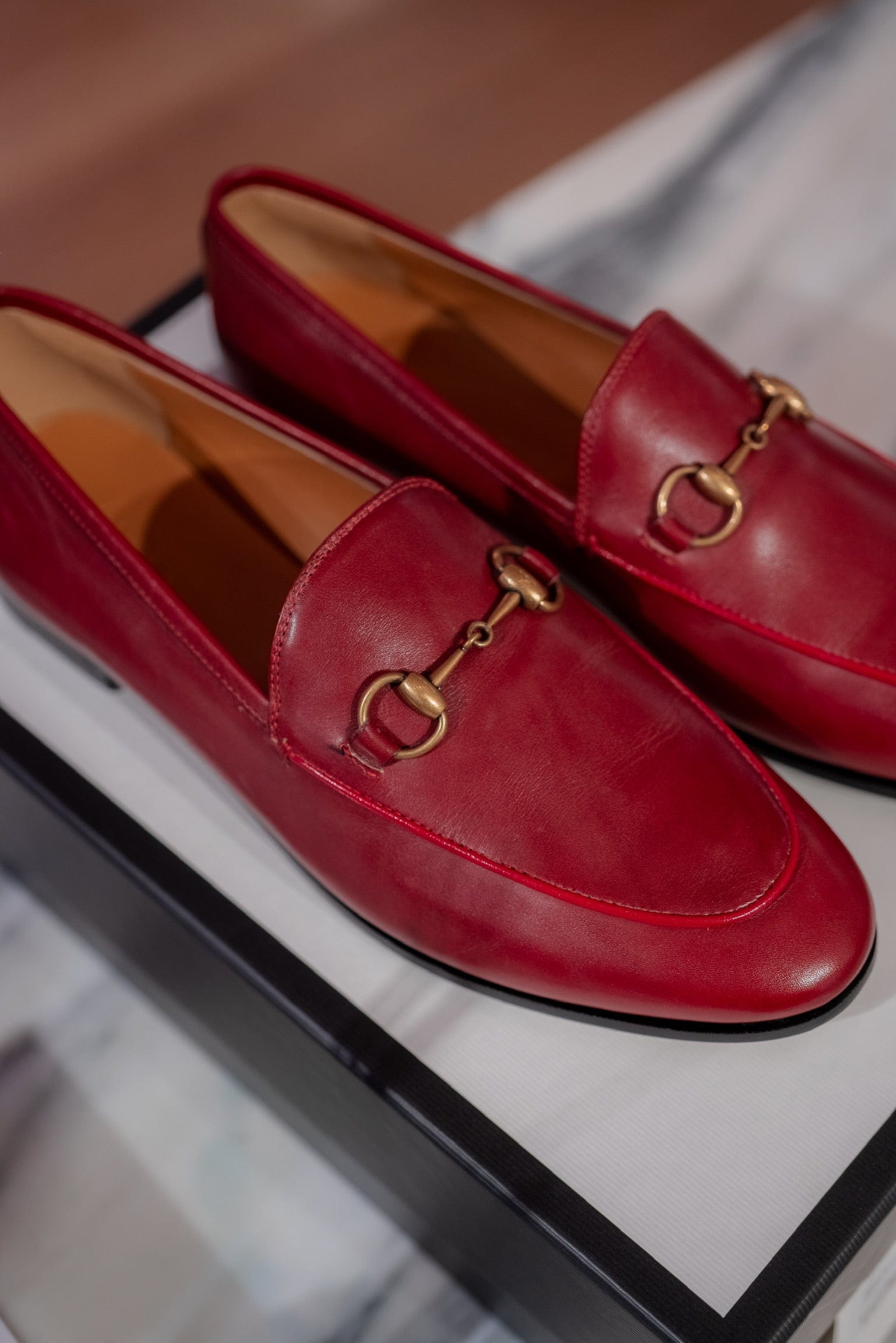 Gucci Gucci Jordaan Burgundy Loafers 37.5EU RJL1342