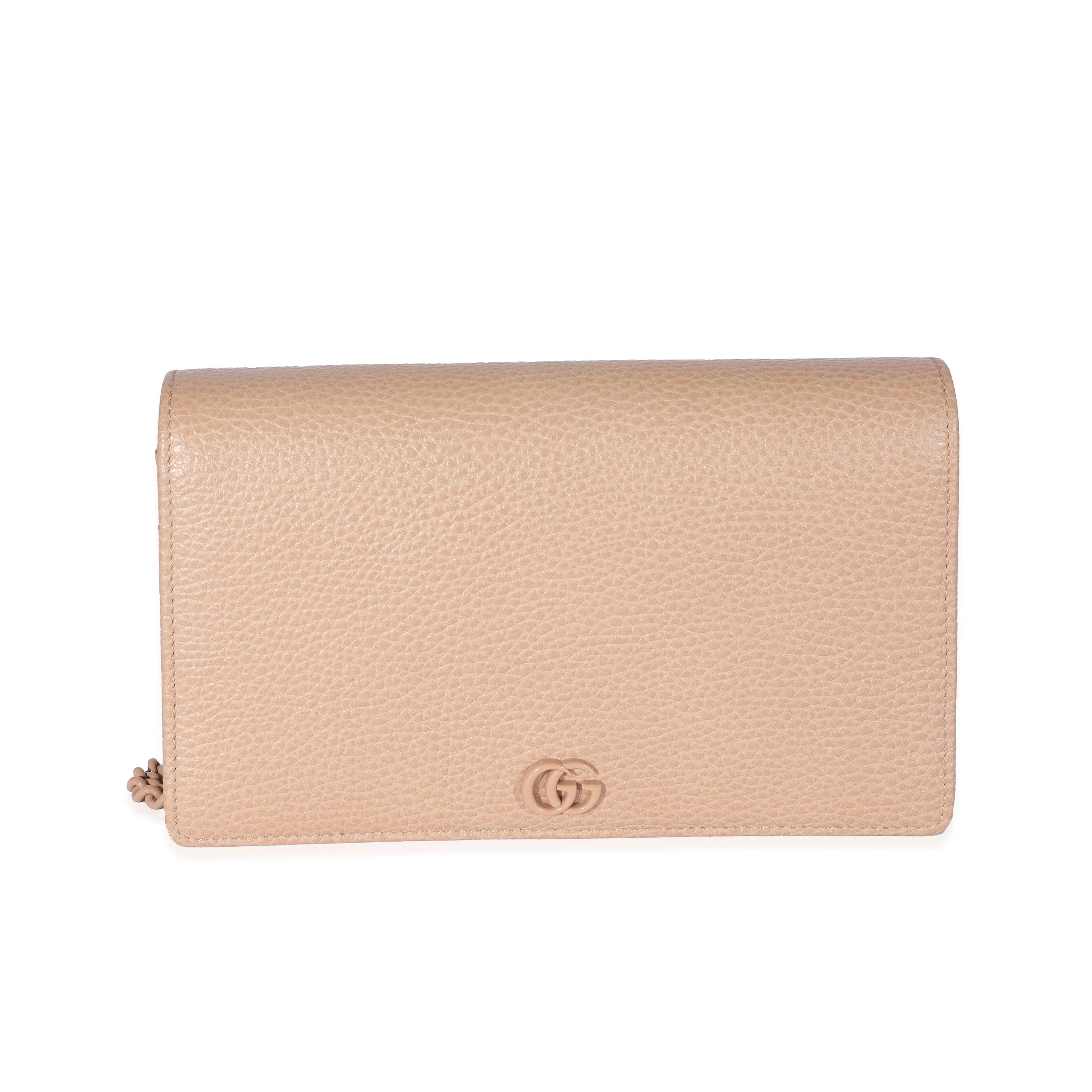 Gucci Gucci Beige Leather GG Marmont Wallet On Chain