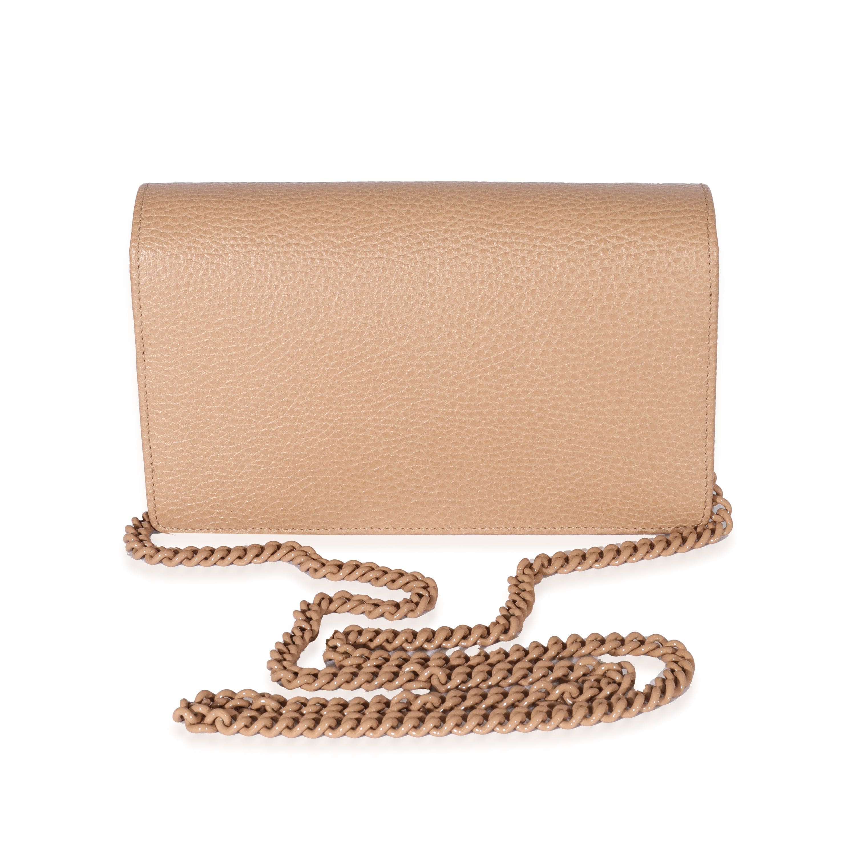 Gucci Gucci Beige Leather GG Marmont Wallet On Chain