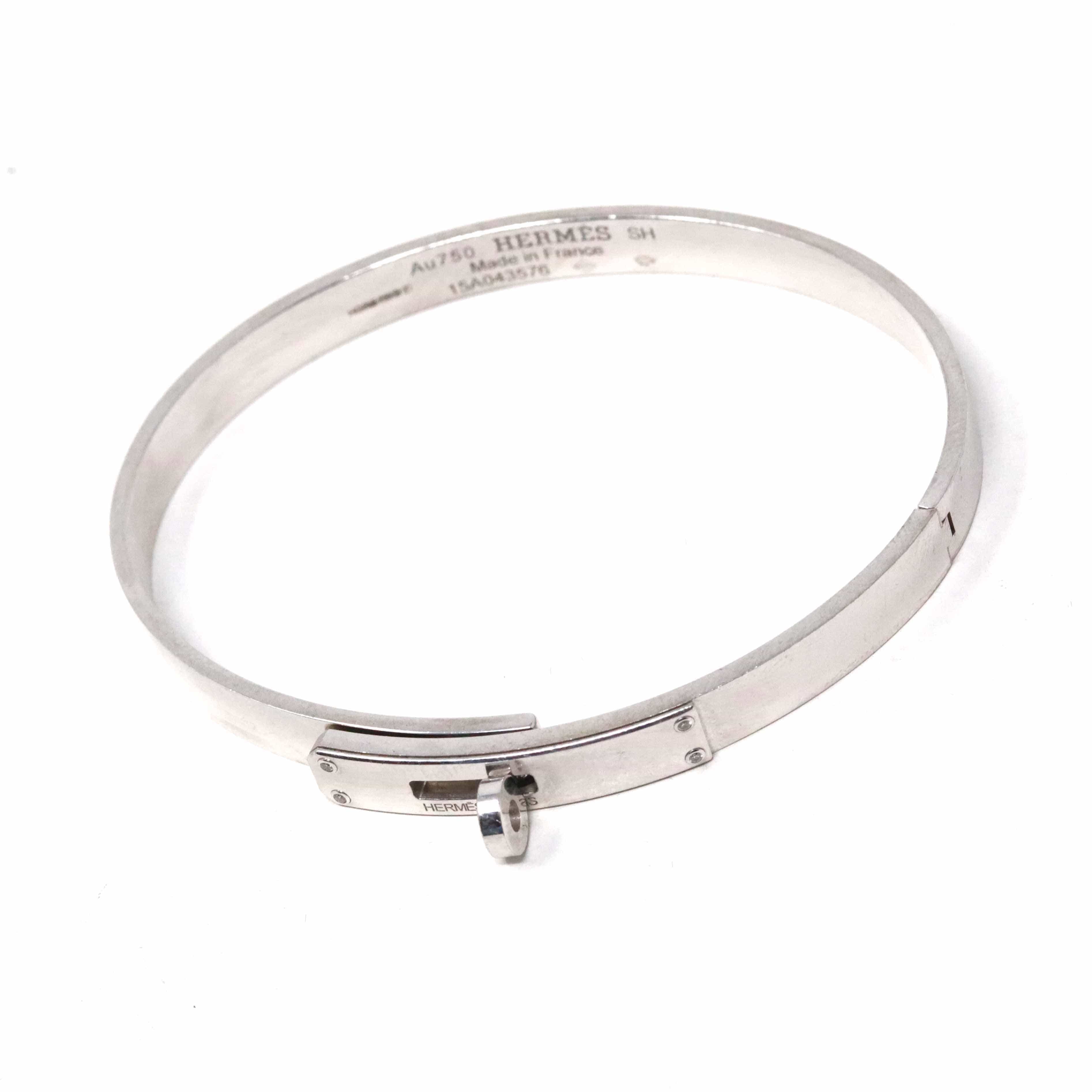 Hermès Hermes Kelly 18K White Gold Bangle Small