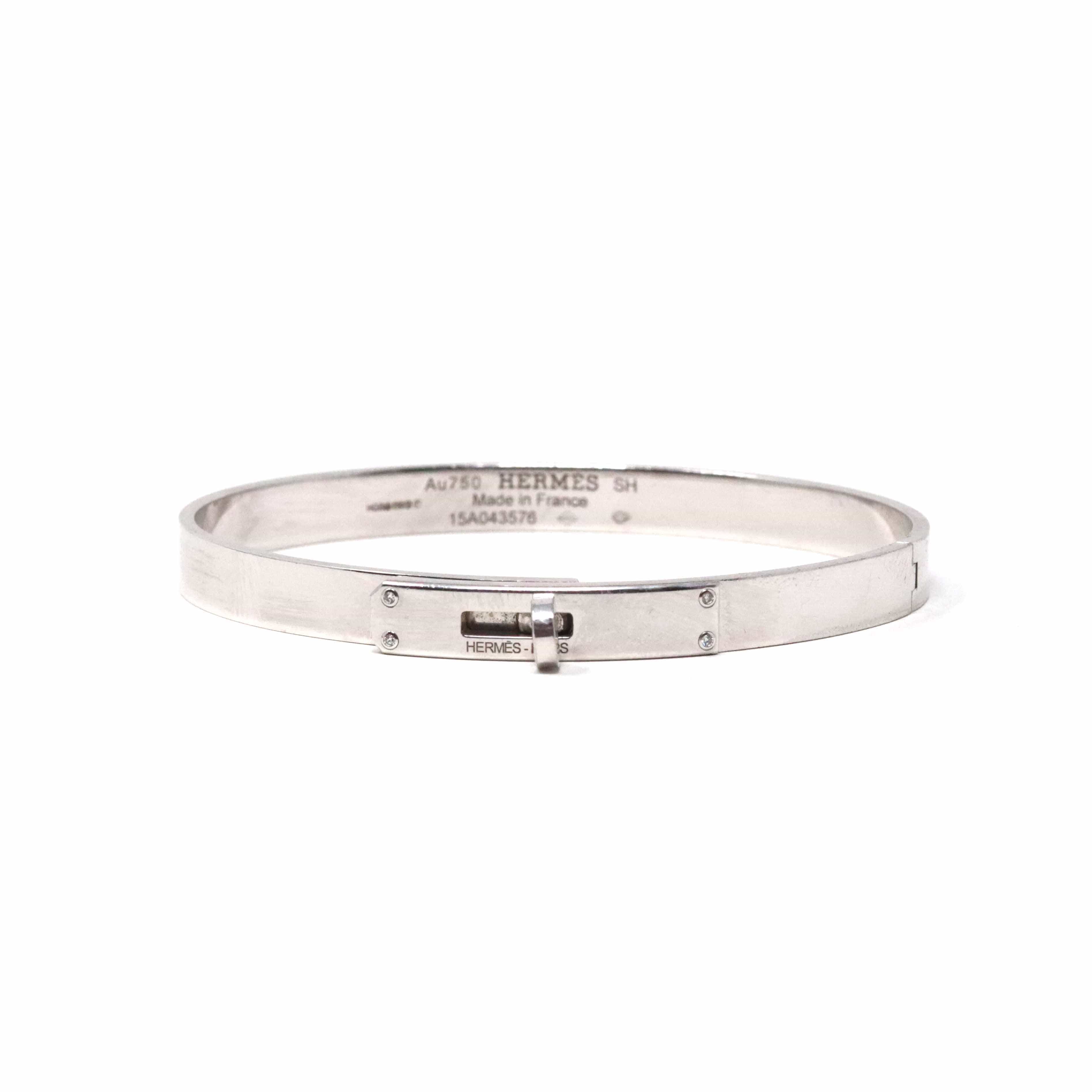 Hermès Hermes Kelly 18K White Gold Bangle Small