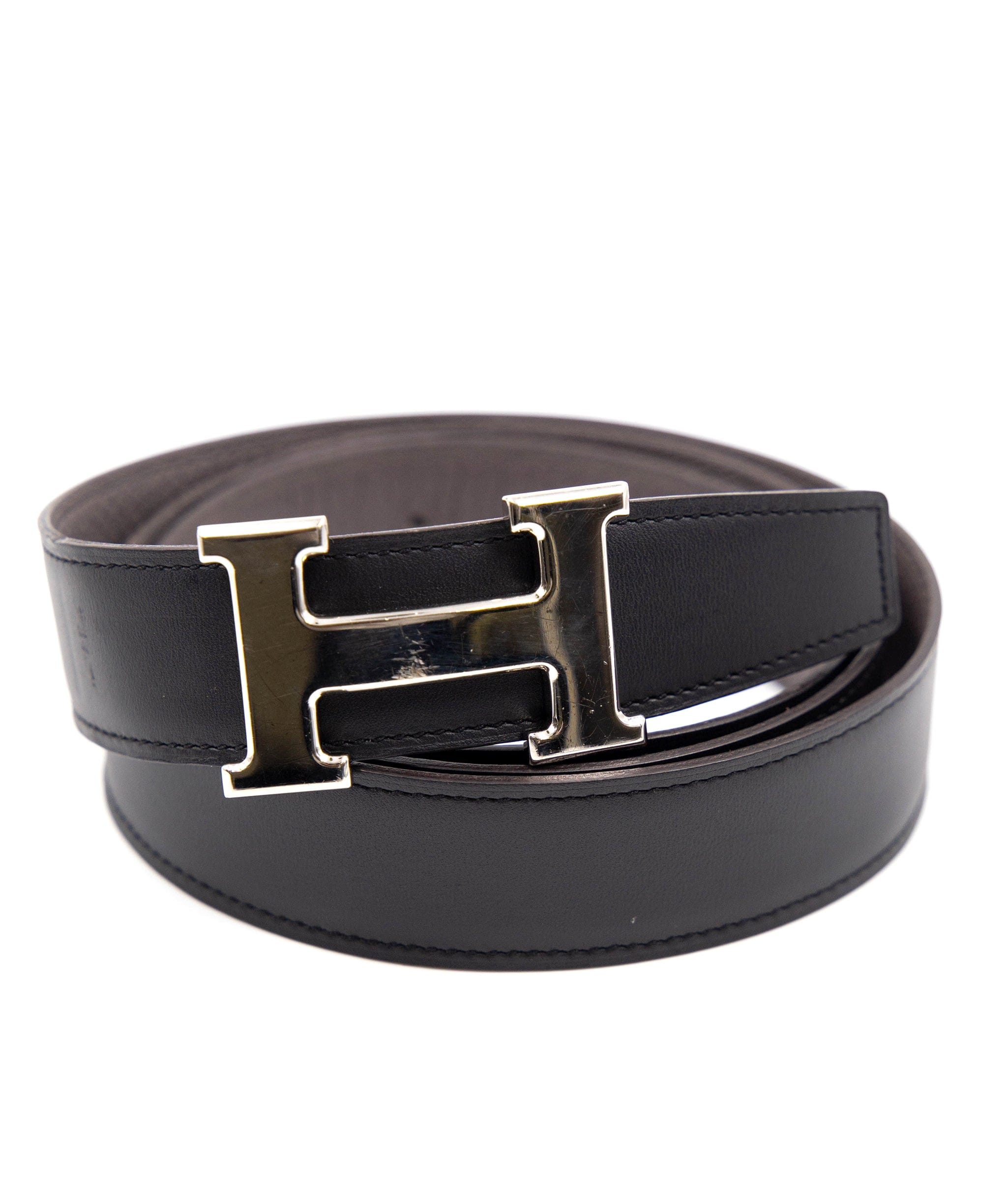 Hermès Black and brown reversable Hermes H belt with SHW (some scratching on the H buckle) AGC1153