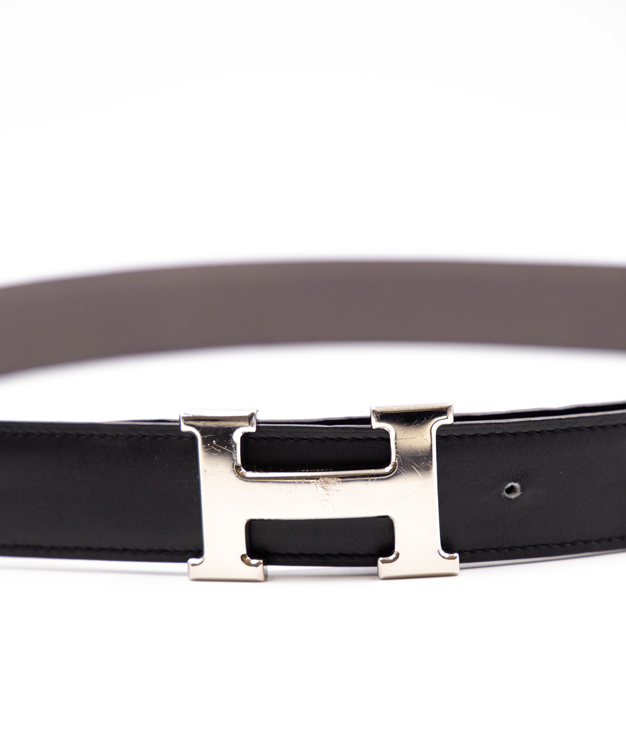 Hermès Black and brown reversable Hermes H belt with SHW (some scratching on the H buckle) AGC1153