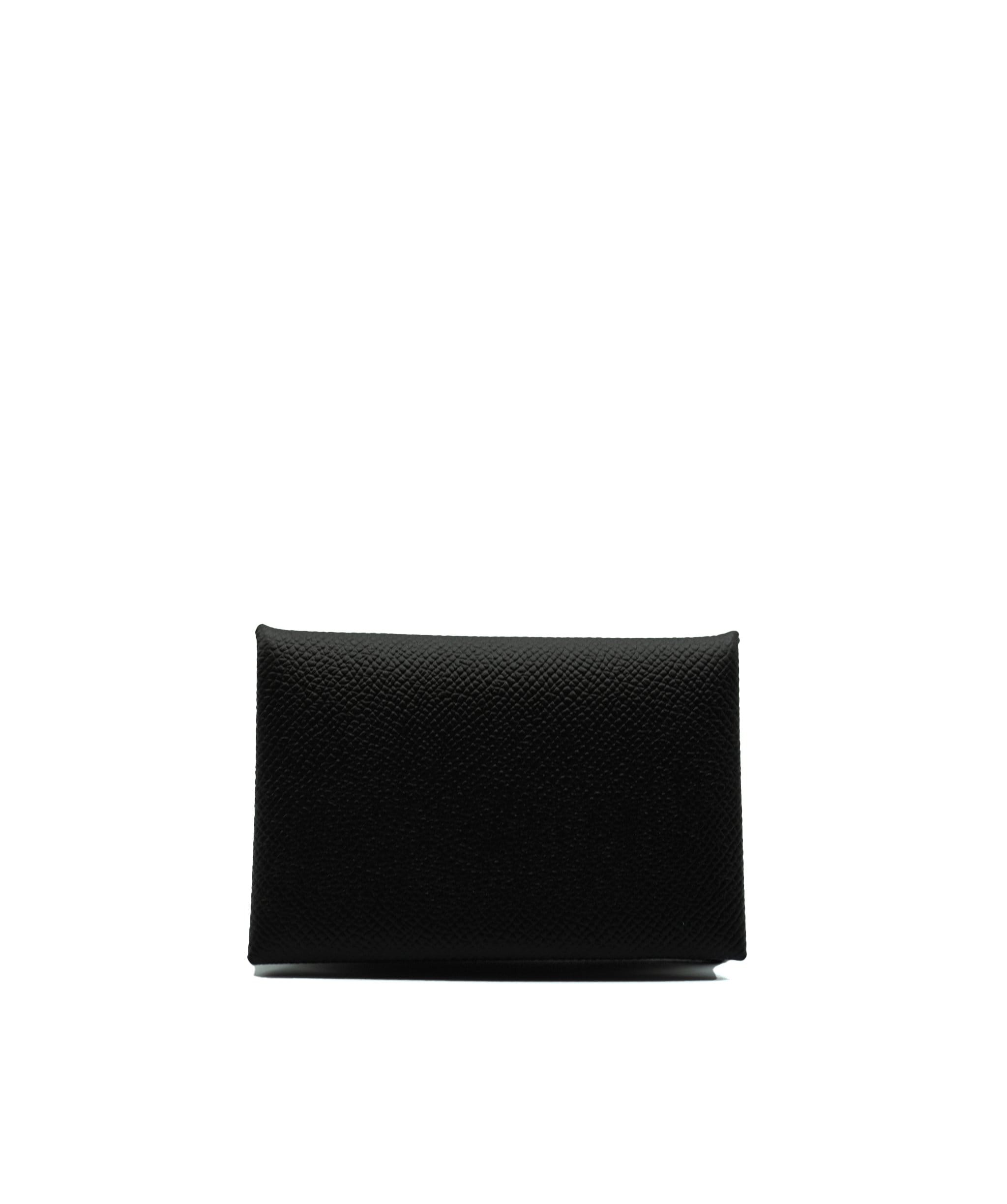 Hermès Hermes Black Calvi Card Holder