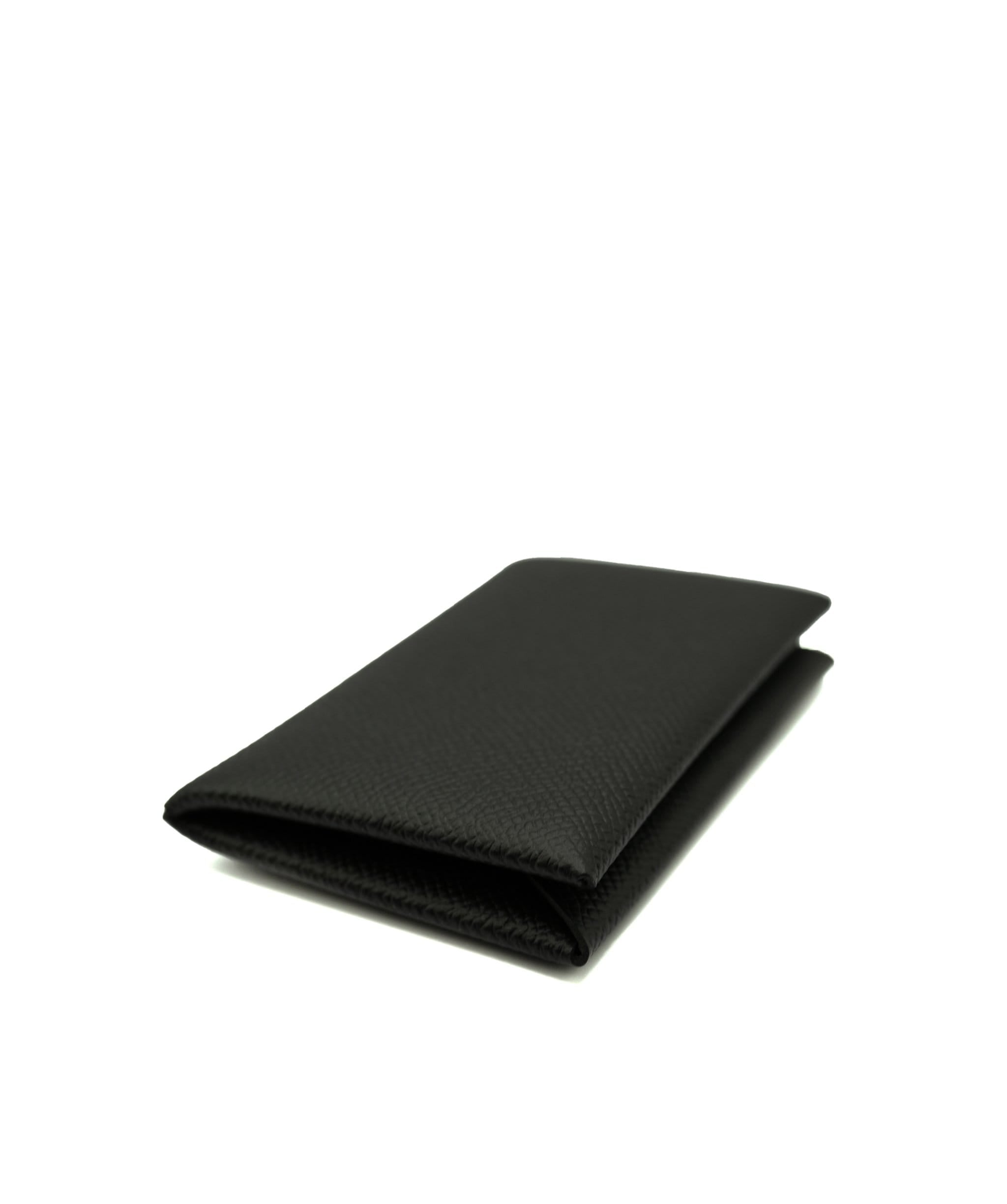 Hermès Hermes Black Calvi Card Holder