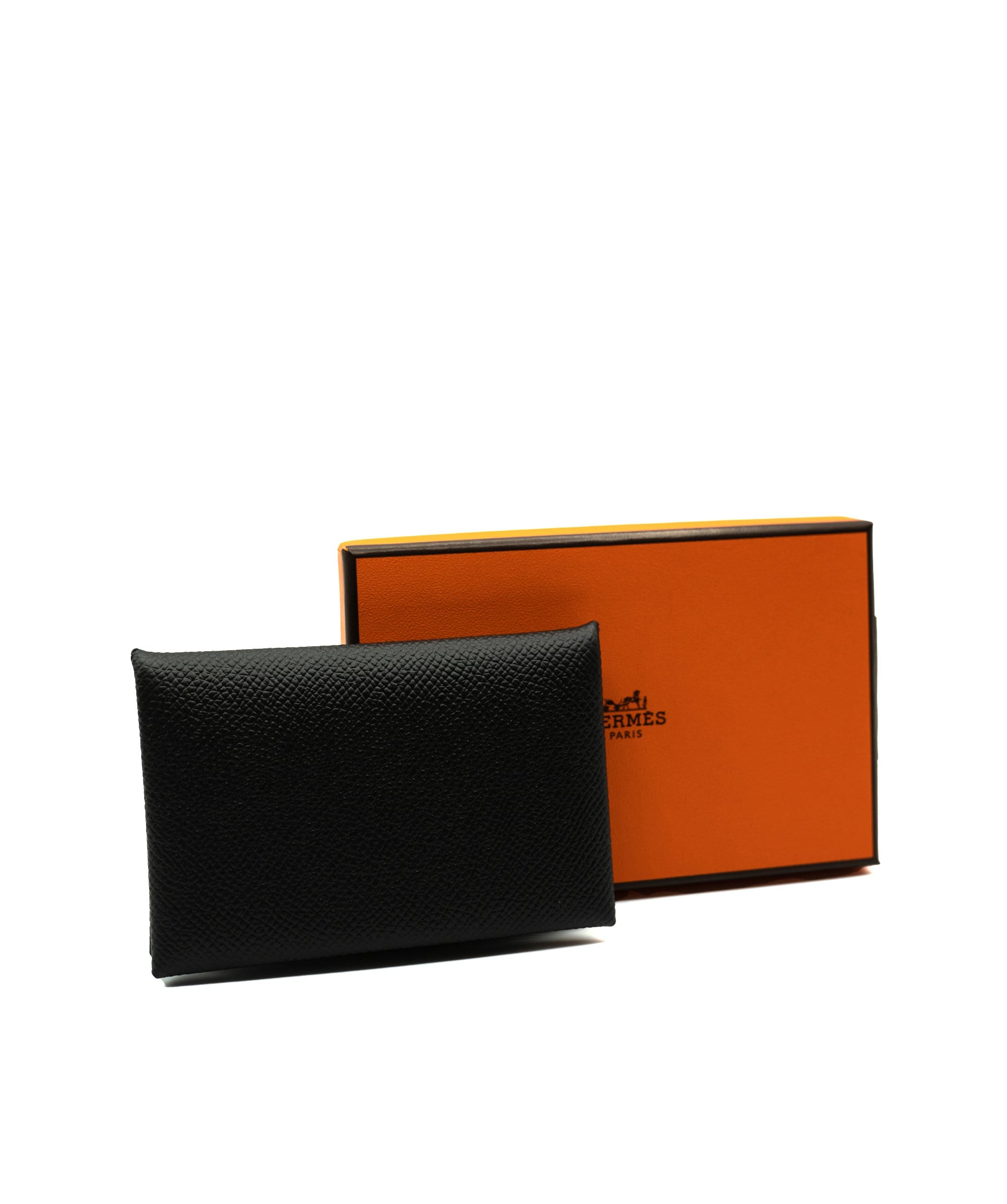 Hermès Hermes Black Calvi Card Holder