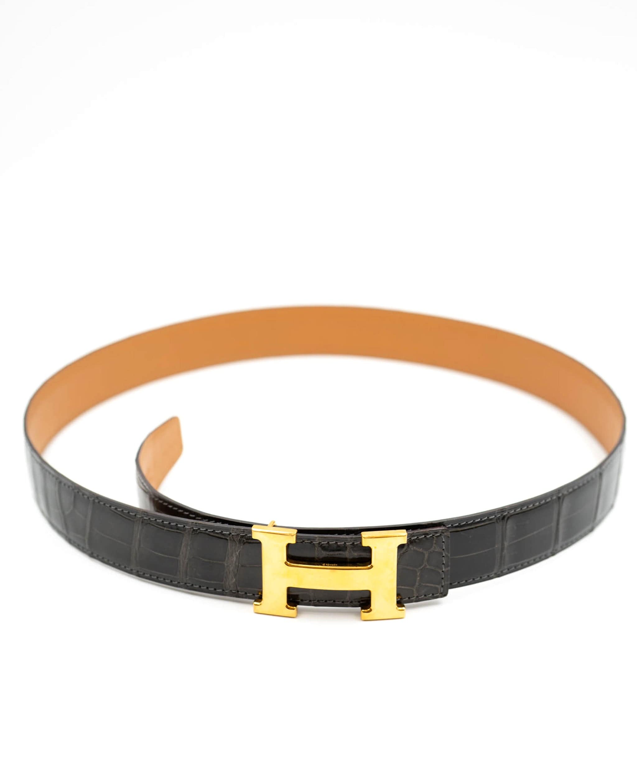 Hermès Hermes Brown Crocodile Belt GHW