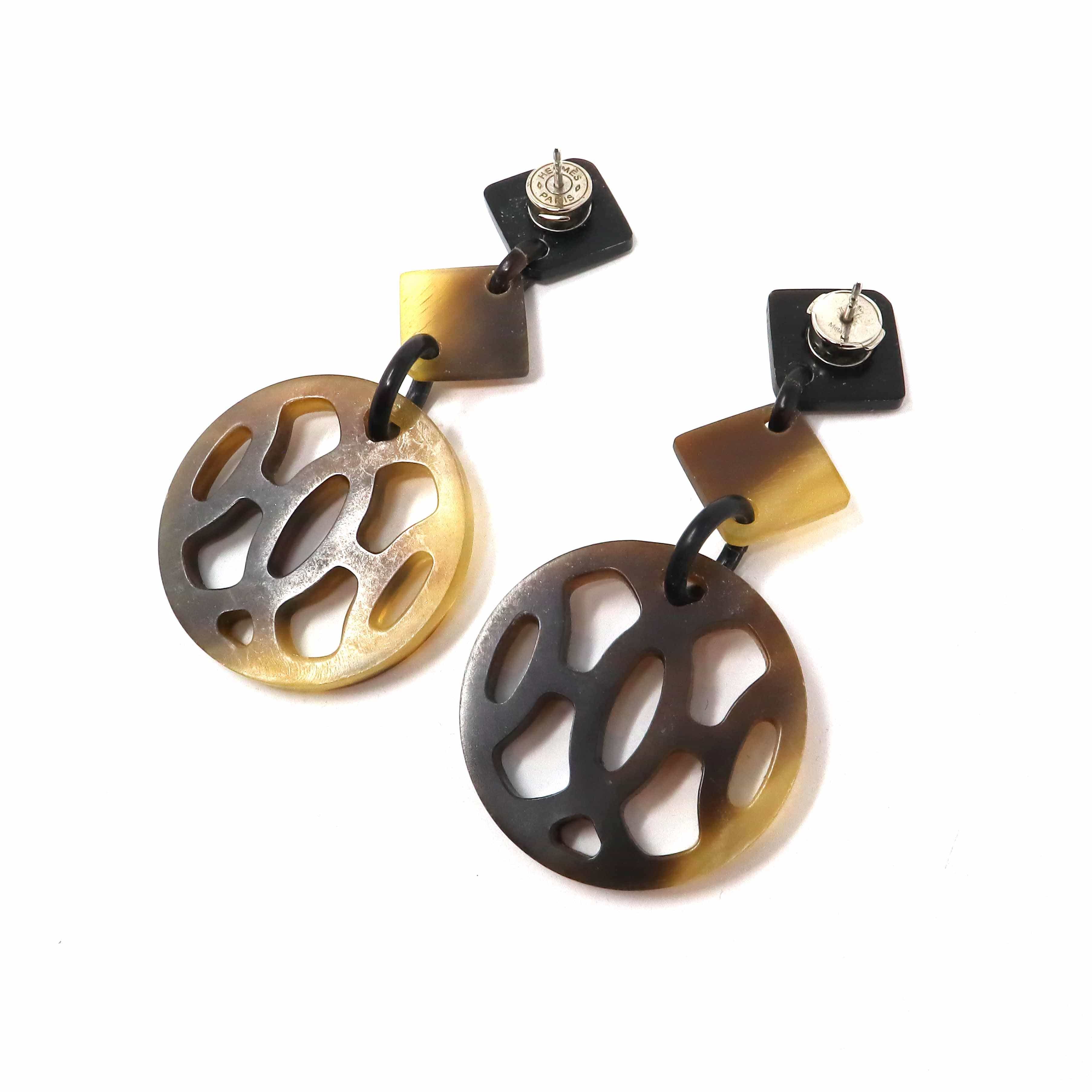 Hermès Hermes Buffalo Round Horn Earrings