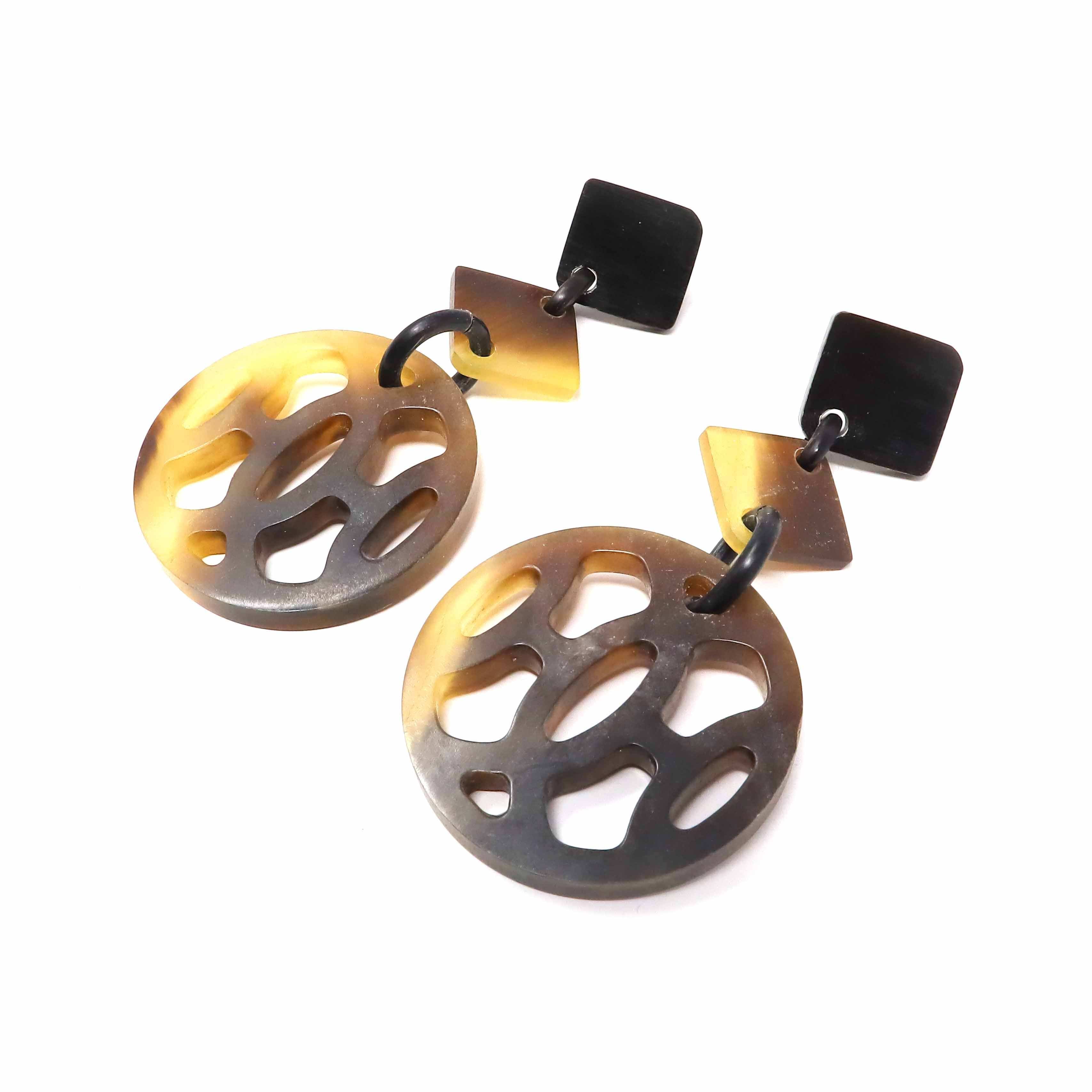 Hermès Hermes Buffalo Round Horn Earrings