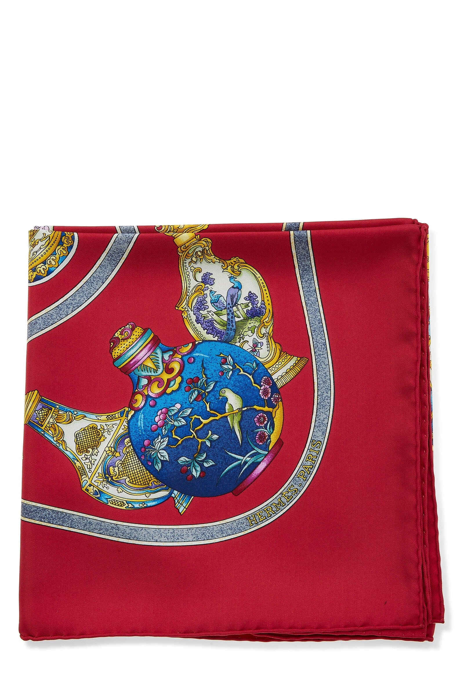 Hermès Hermes Burgundy Silk Scarf 90 QGA0572N1A107