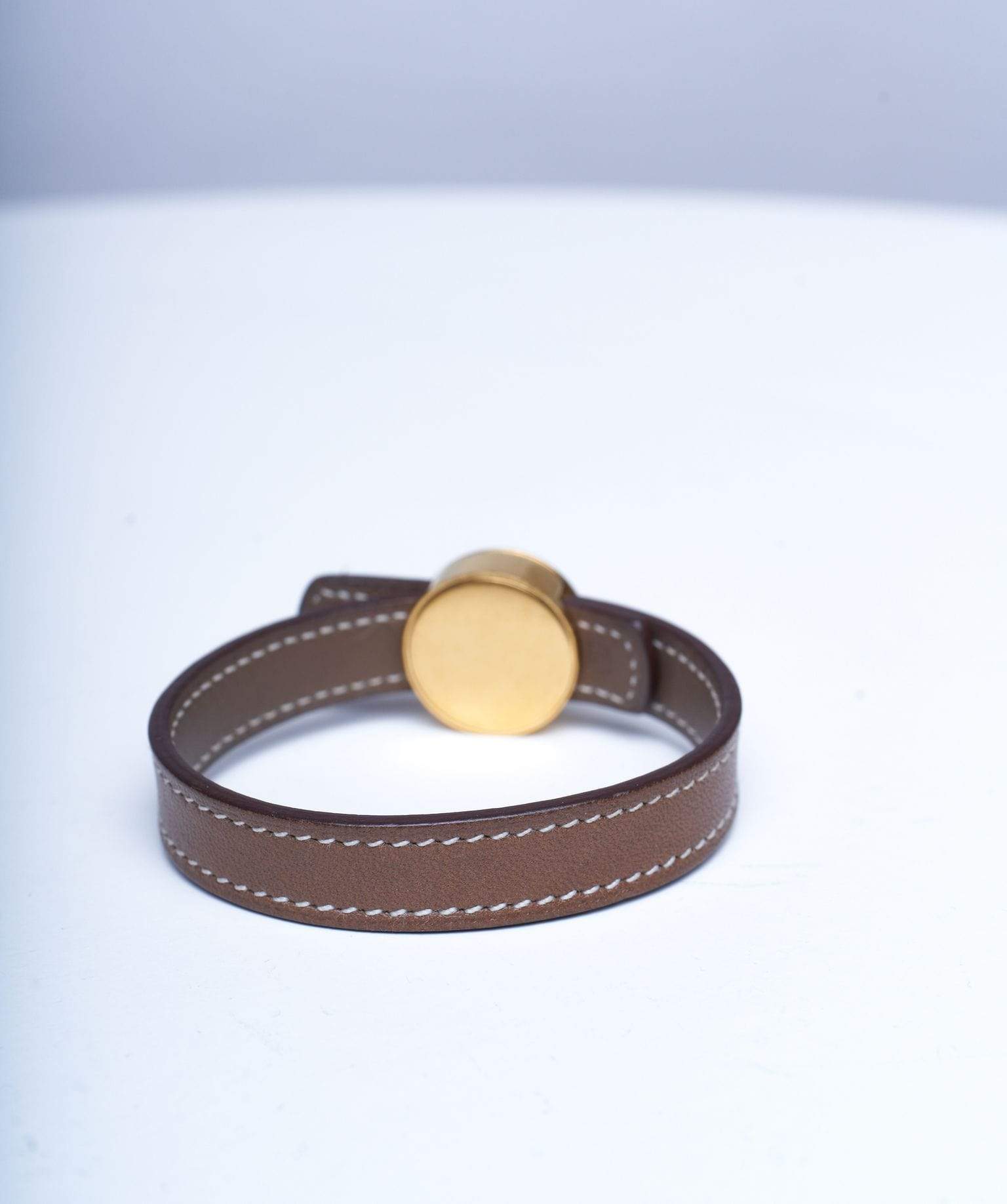 Hermès Hermes Etoupe Leather Bracelet GHW