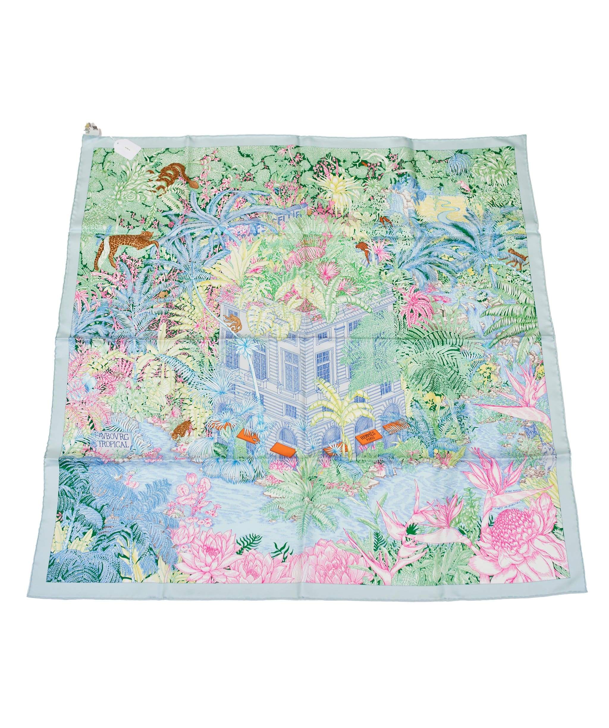 Hermès Hermes Fabourg Tropical Scarf Blue/Vert/Jaune