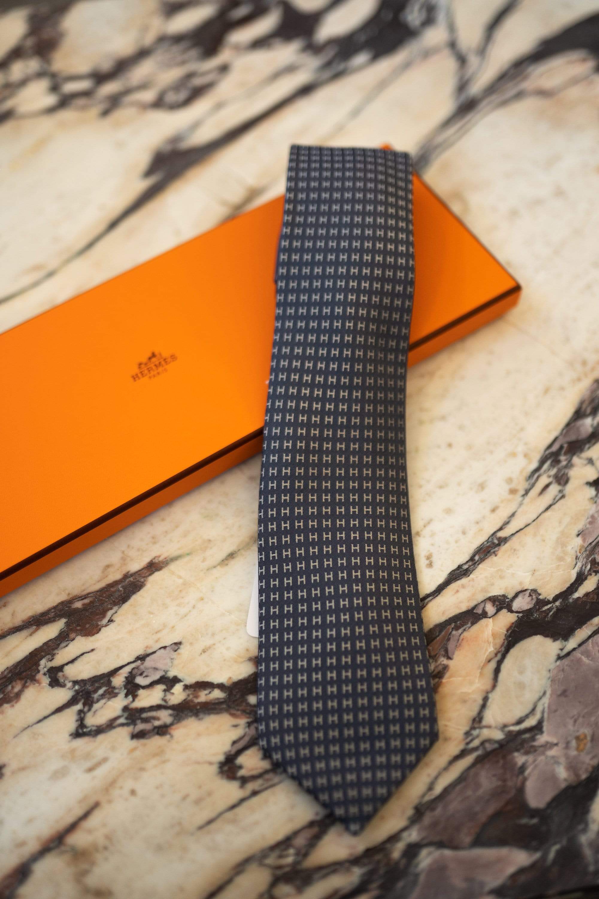 Hermès Hermes Falconee H Bicolour Tie ST-HER-106