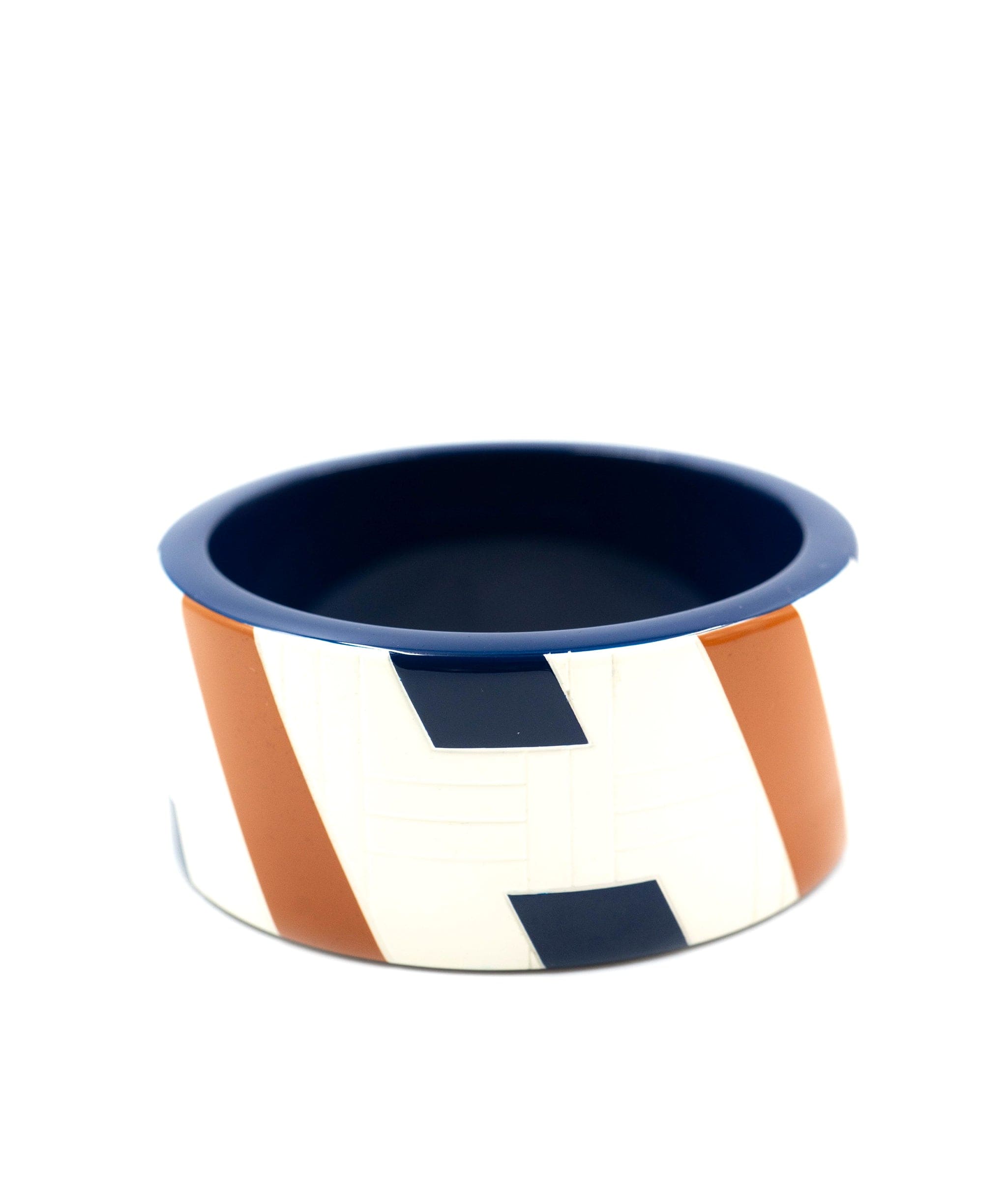 Hermès Hermès H White/Brown/Navy Blue Acrylic Bangle - AWL2323