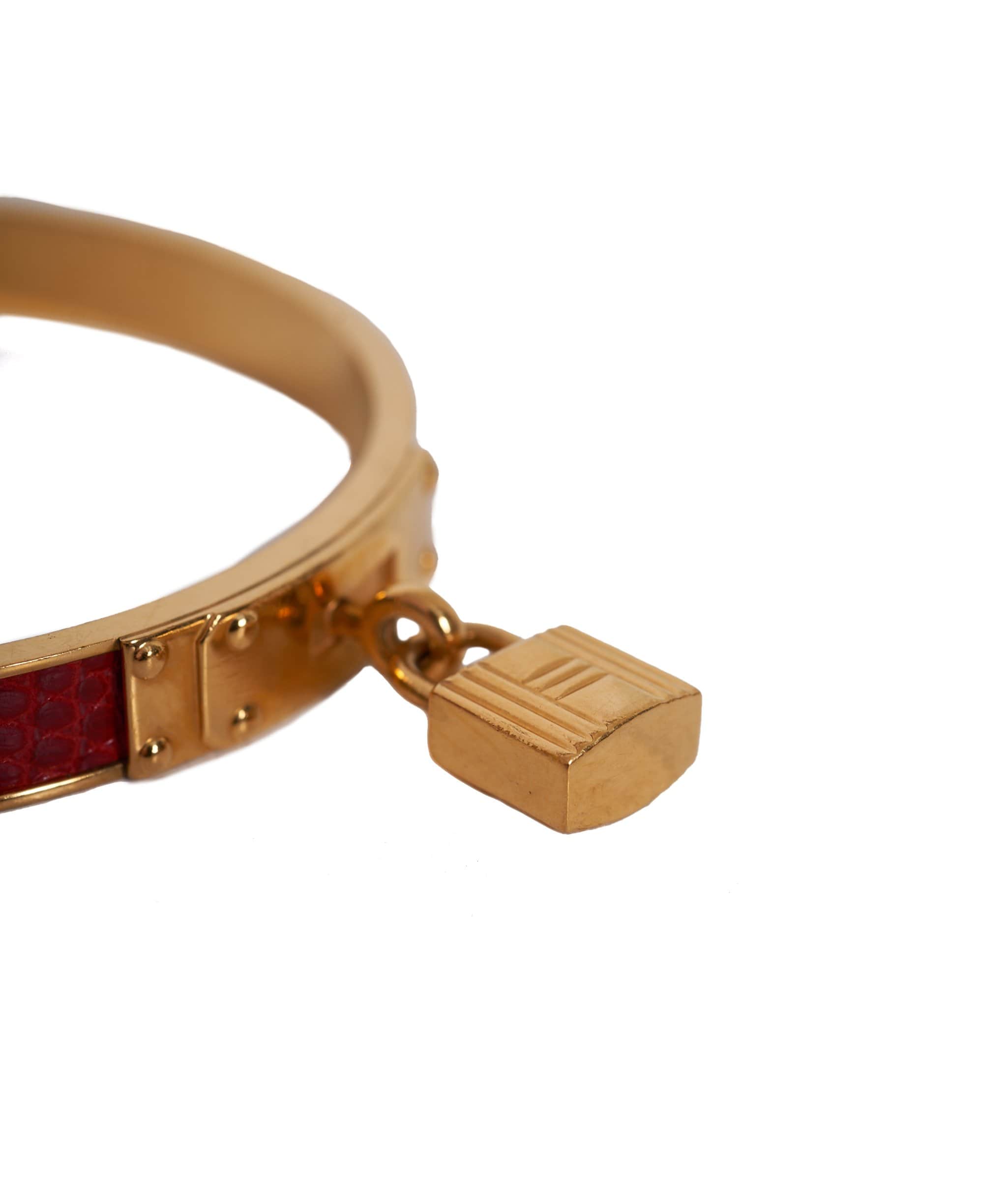 Hermès Hermès Kelly Bangle Red Lizard Skin AWL1116