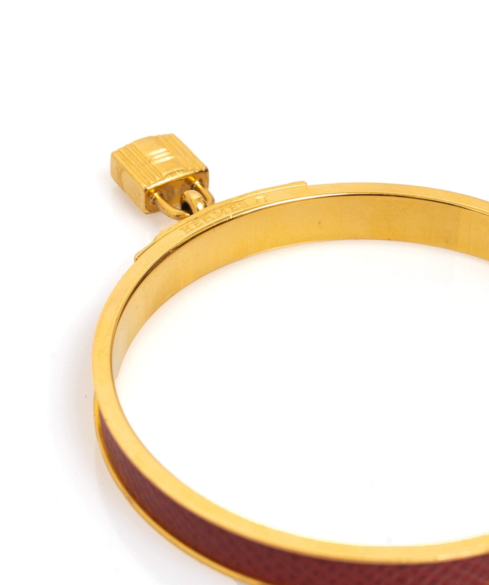 Hermès Hermès Kelly Lock Bangle Red Epsom Leather - AWL1118