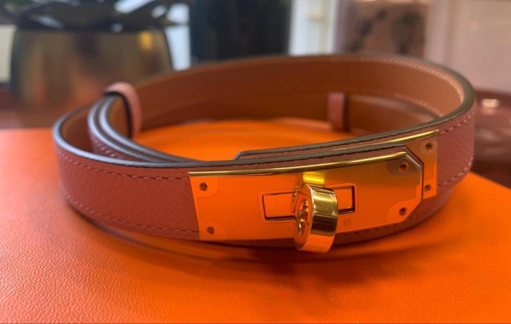 Hermès Hermès Ladies Kelly Belt Gold/ Mauve Sylvestre Epsom GHW