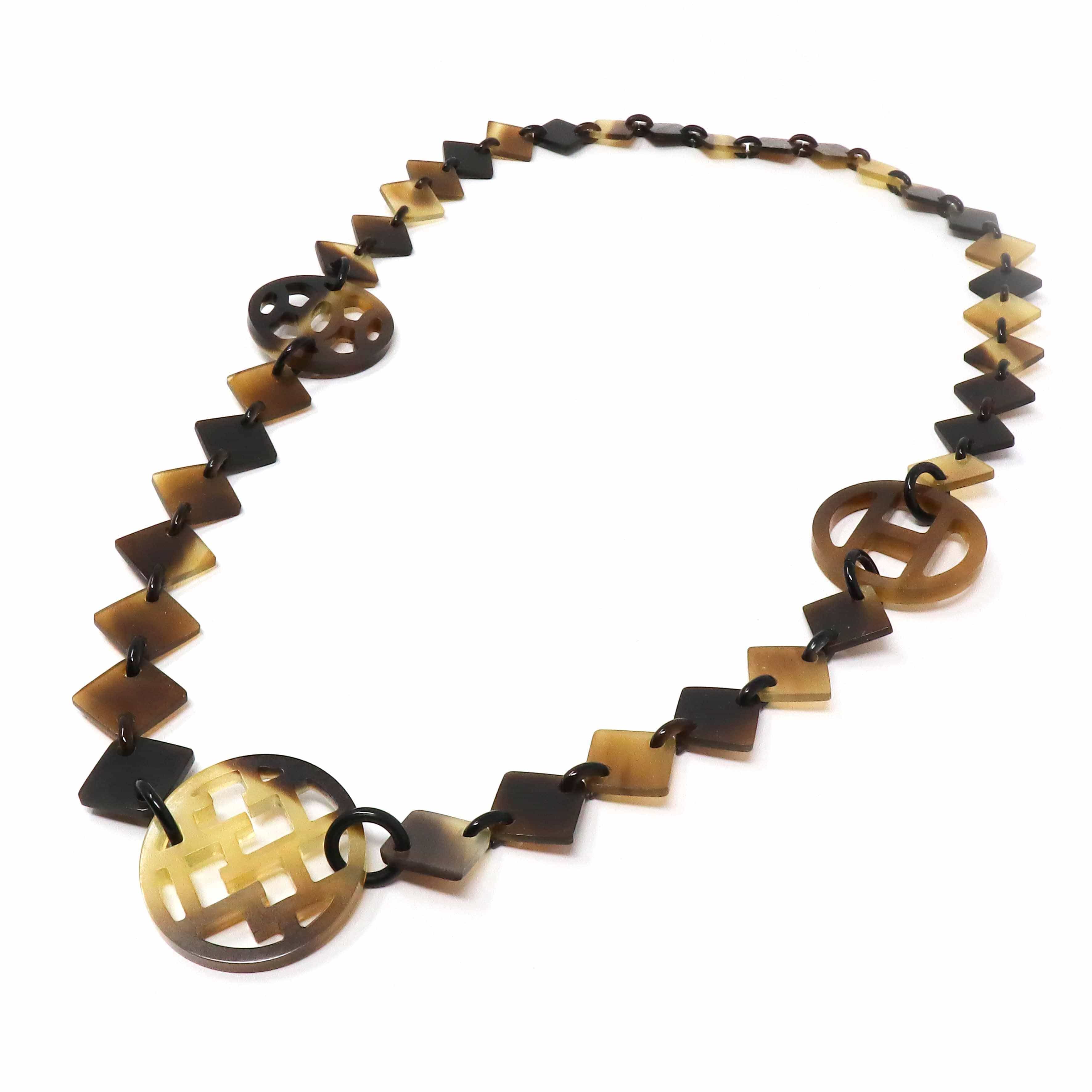 Hermès Hermes Reda Buffalo Horn Brown Necklace