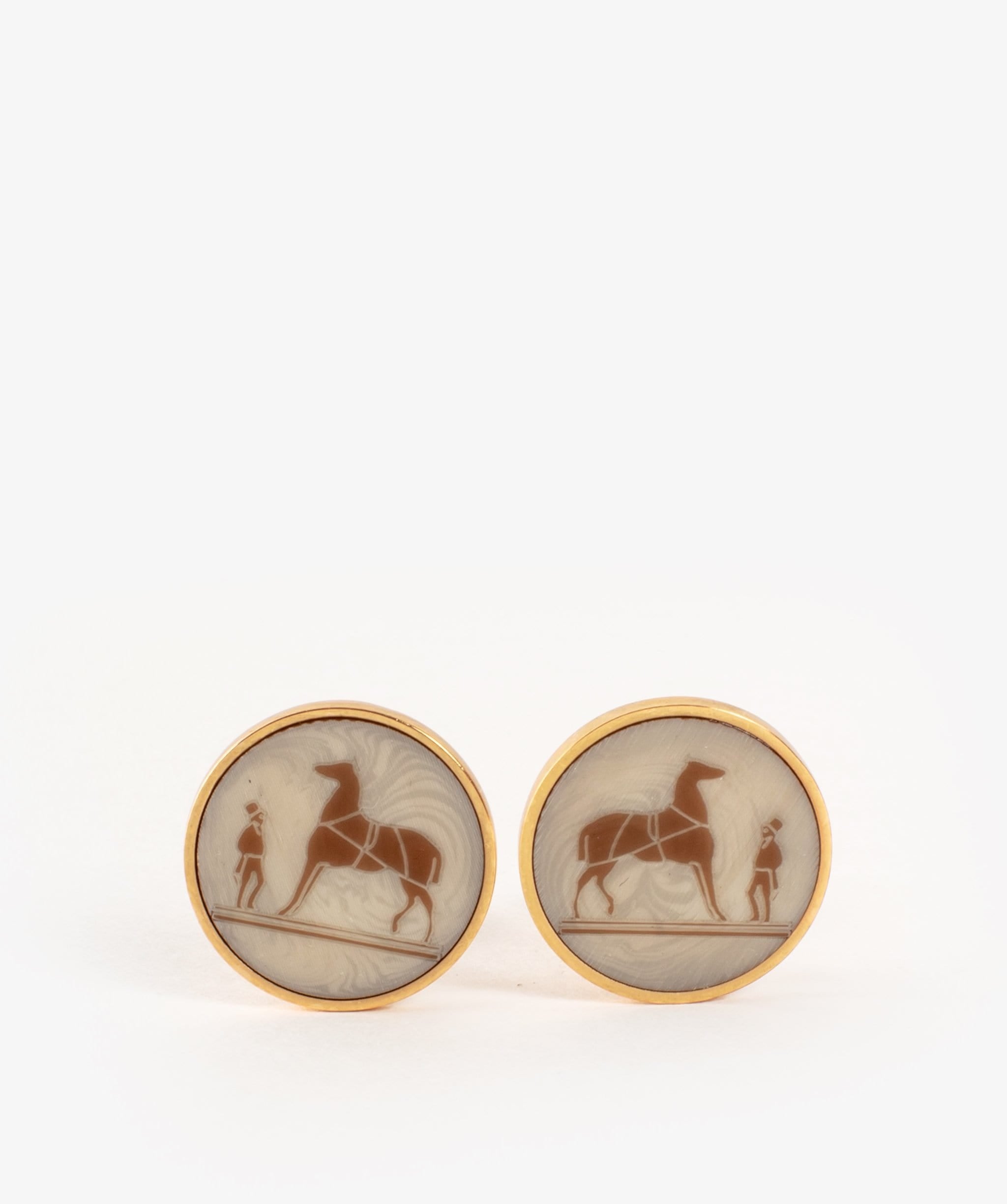 Hermès Hermès Round Brown Clip on Earrings