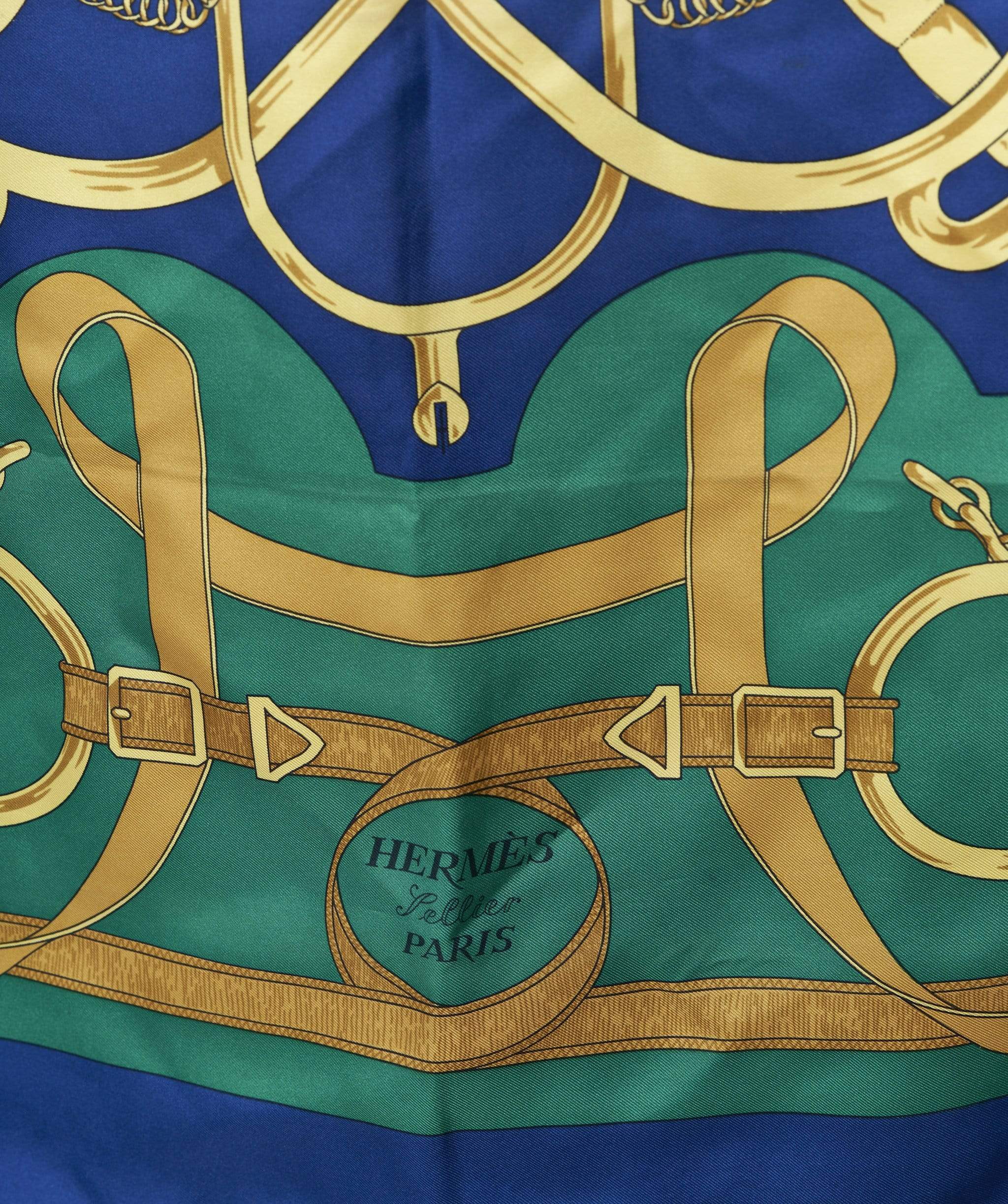 Hermès Hermes scarf green and royal blue