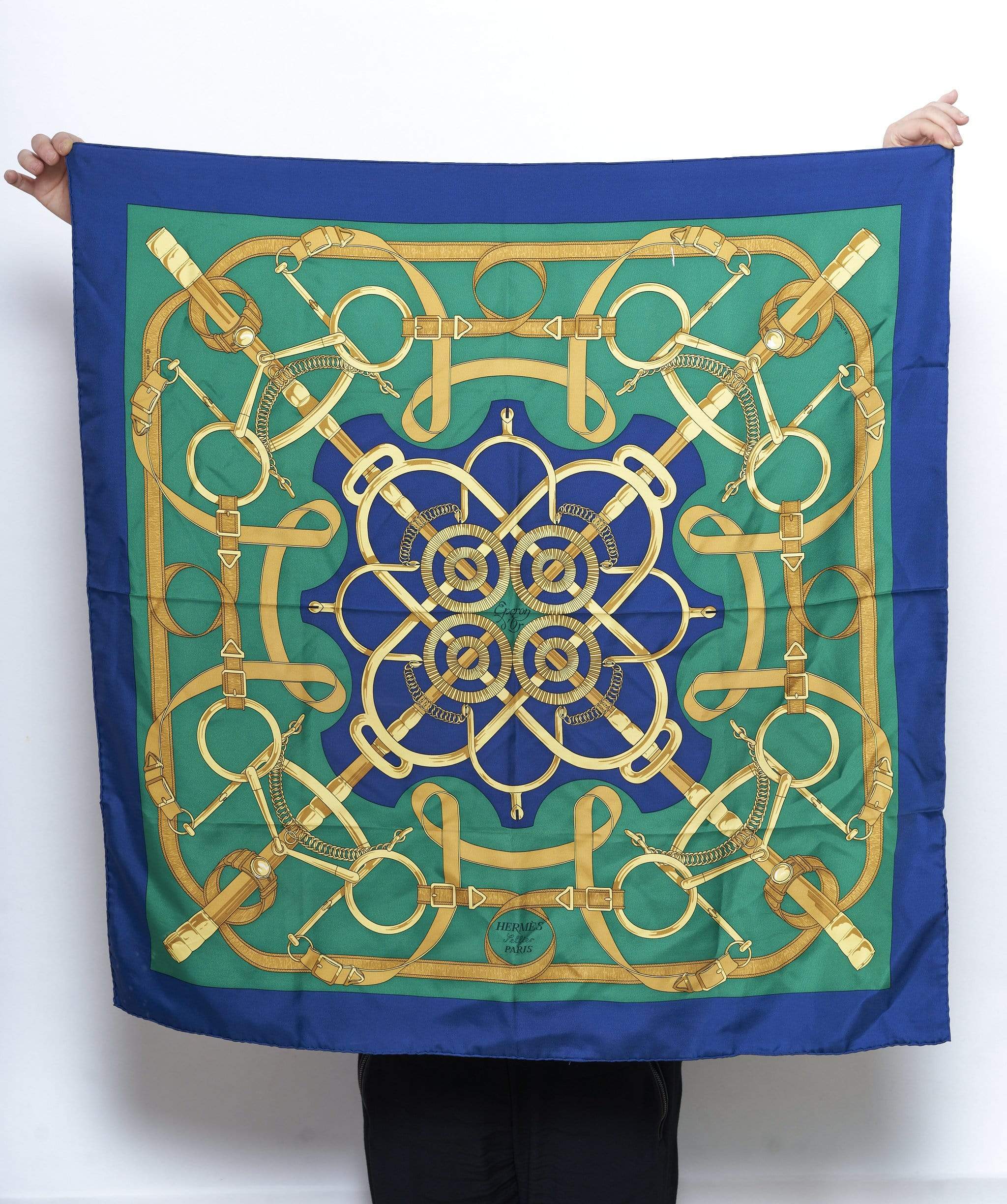 Hermès Hermes scarf green and royal blue