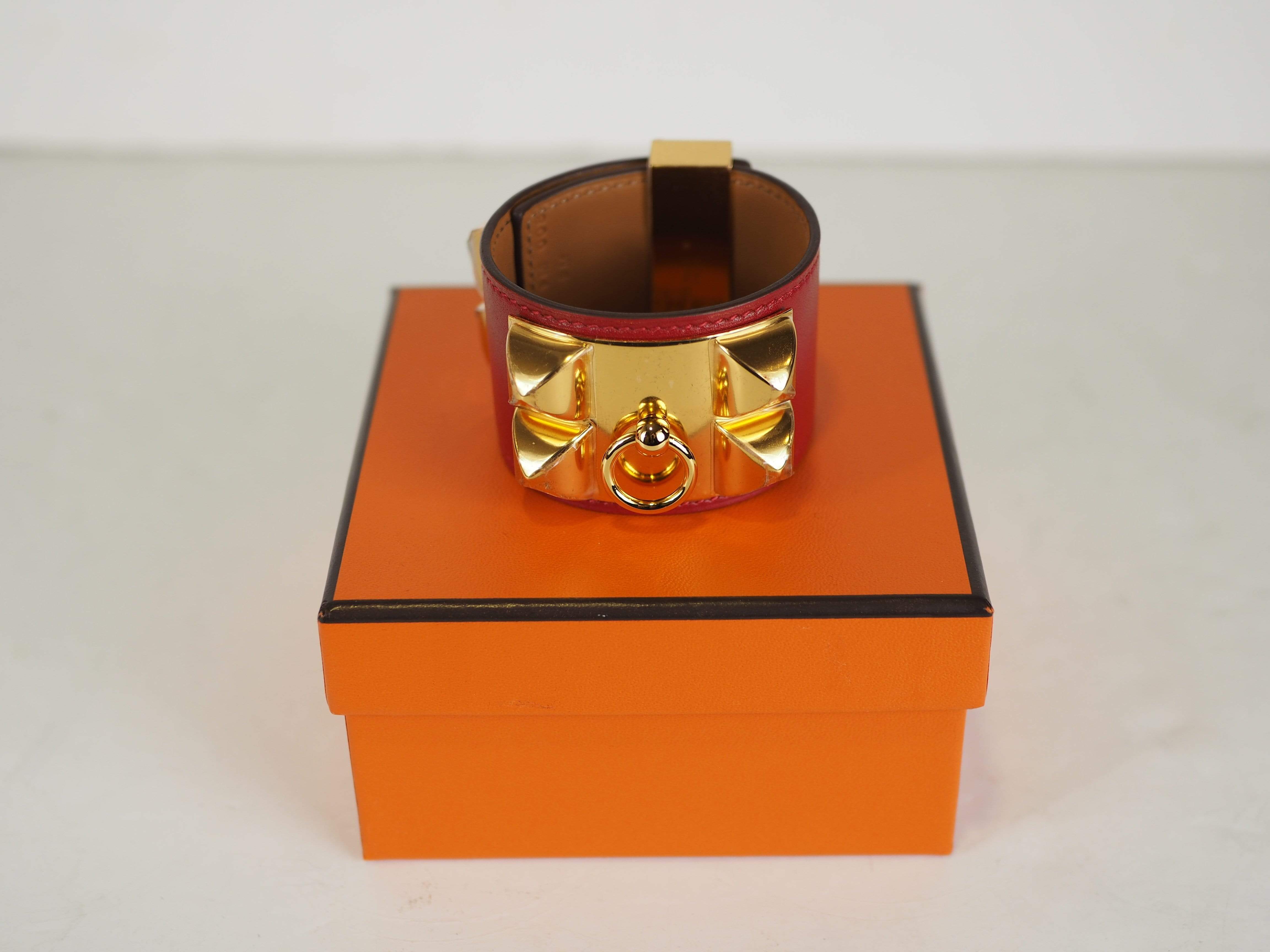 Hermès Hermès Swift Collier De Chien CDC S Bracelet Rouge Vif