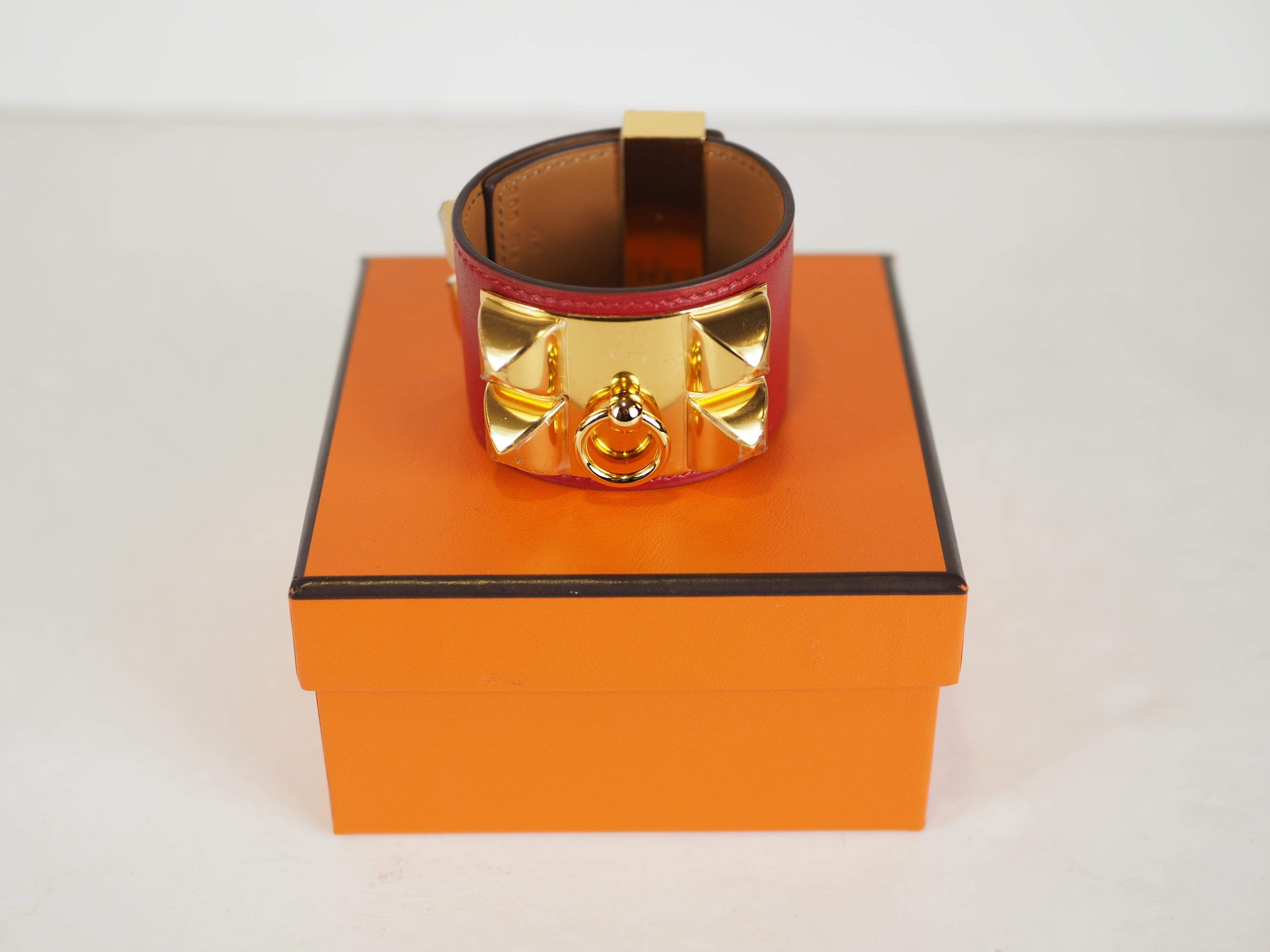 Hermès Hermès Swift Collier De Chien CDC S Bracelet Rouge Vif