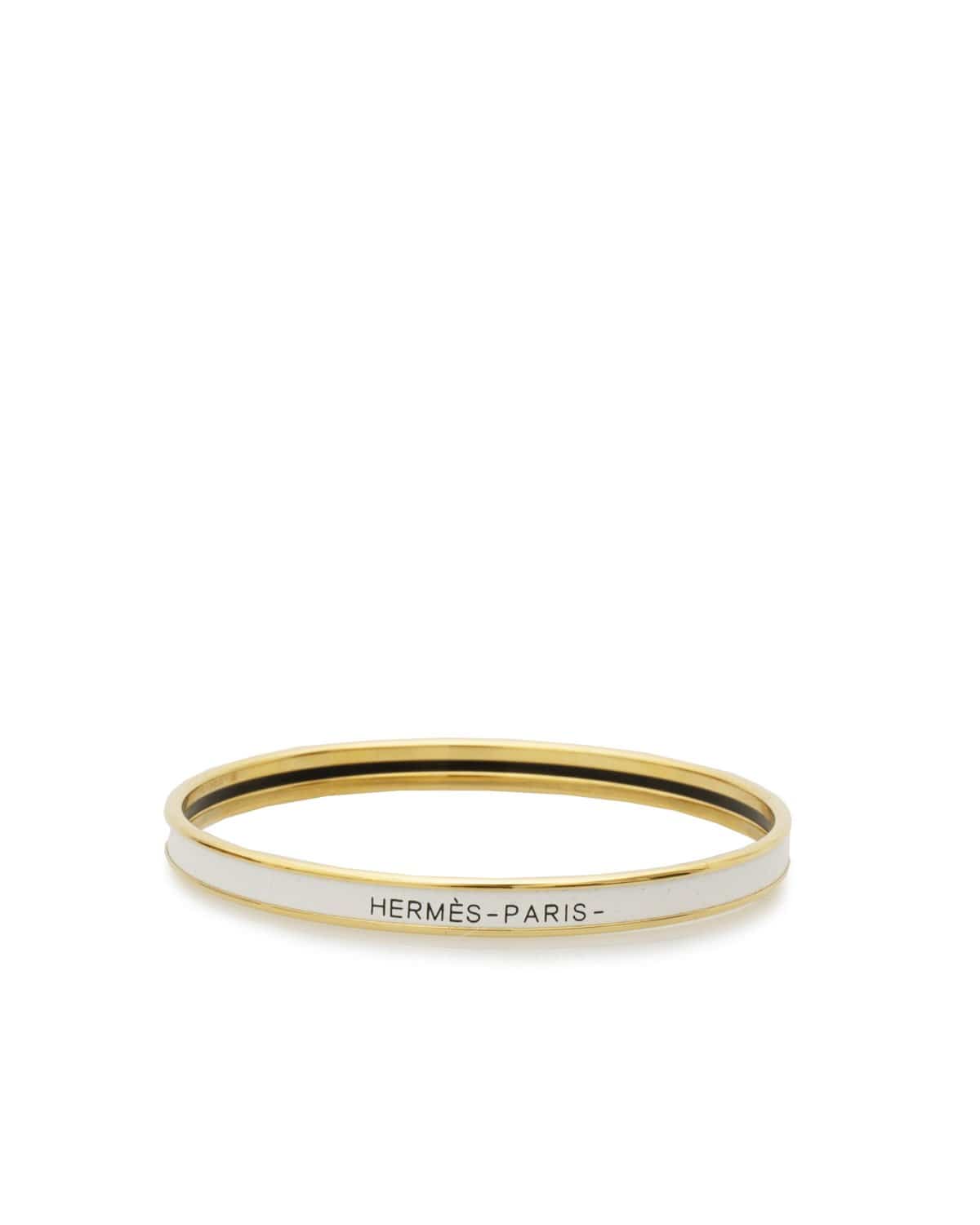 Hermès Hermes White and Gold Enamel bangle. - ADC1148