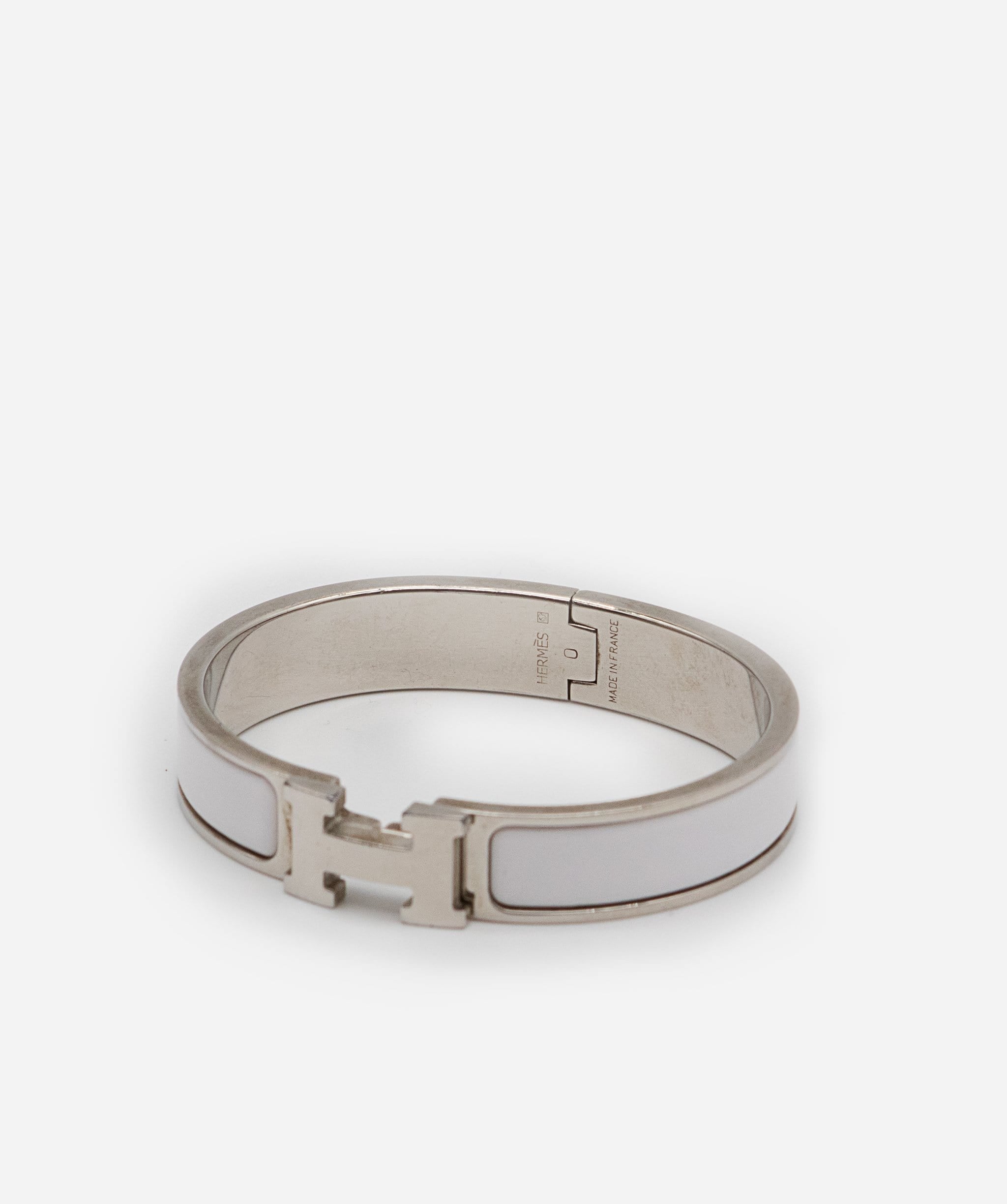 Hermès Hermes White Clic Clac Bracelet PHW PM