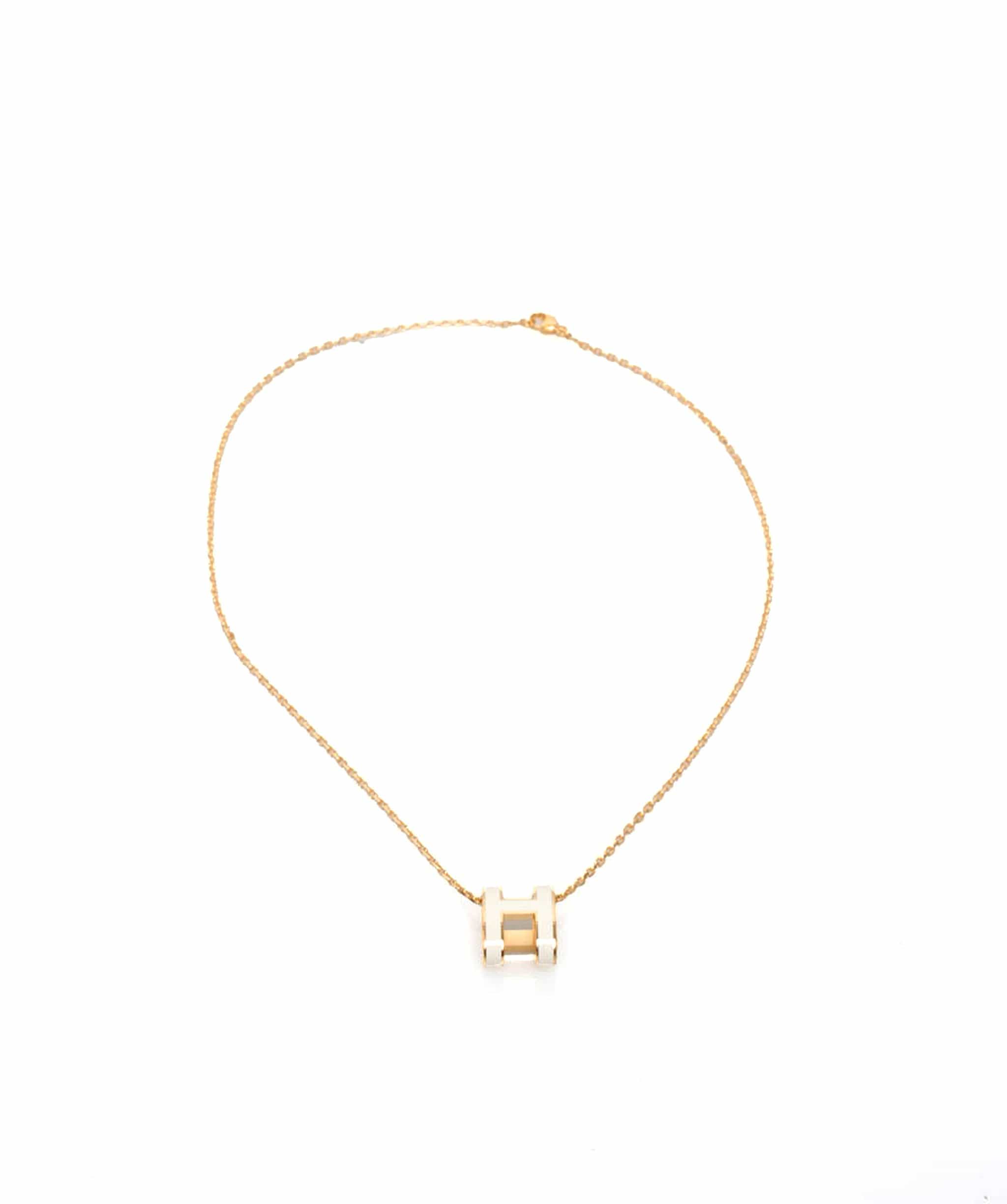 Hermès Hermès White H Pop Pendant Necklace GHW - AGL1410