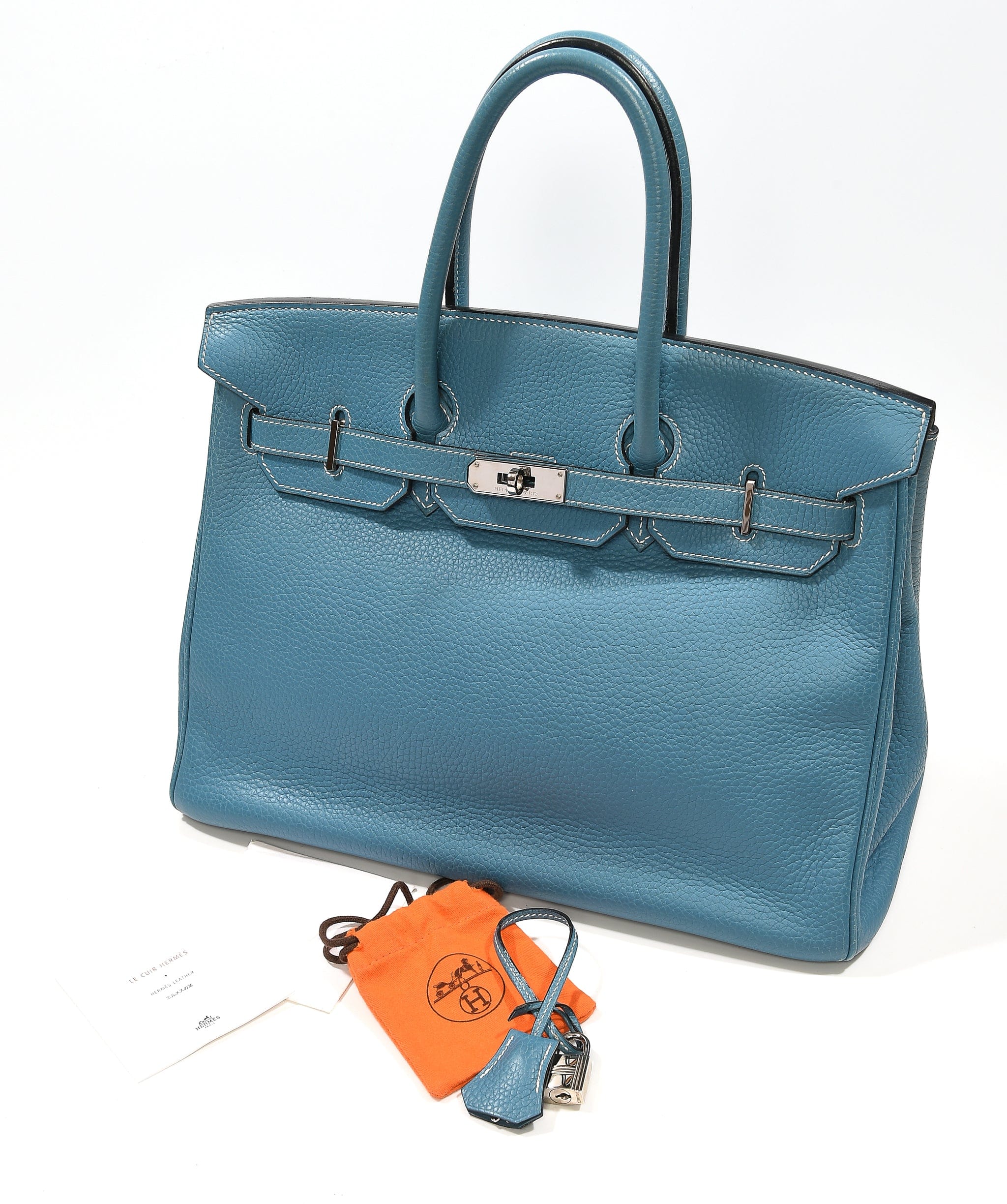 Hermès Birkin 35 Blue Jean Clemence PHW #J SKL1094